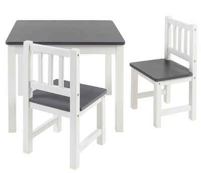 BOMI Kindersitzgruppe Holzsitzgruppe Amy, Kindertischgruppe aus Holz (Tisch und 2 Stühle, 3-tlg)