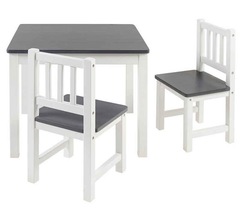 BOMI Kindersitzgruppe »Holzsitzgruppe Amy«, Kindertischgruppe aus Holz (Tisch und 2 Stühle, 3-tlg)