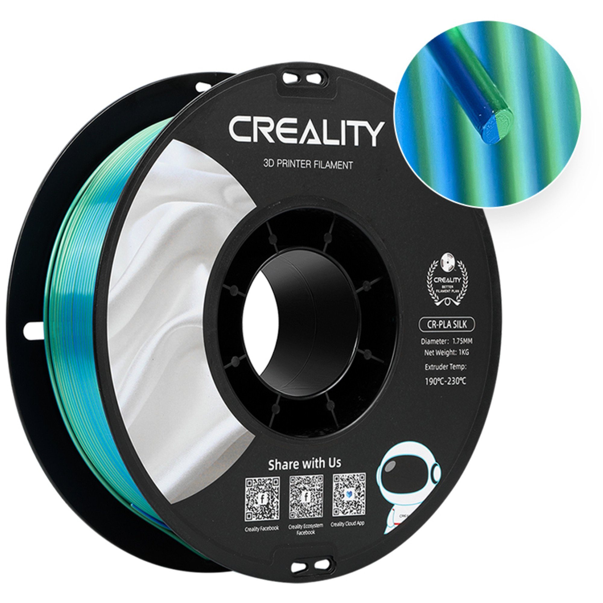 Creality 3D-Drucker Creality CR-Silk PLA Filament Blau/Grün