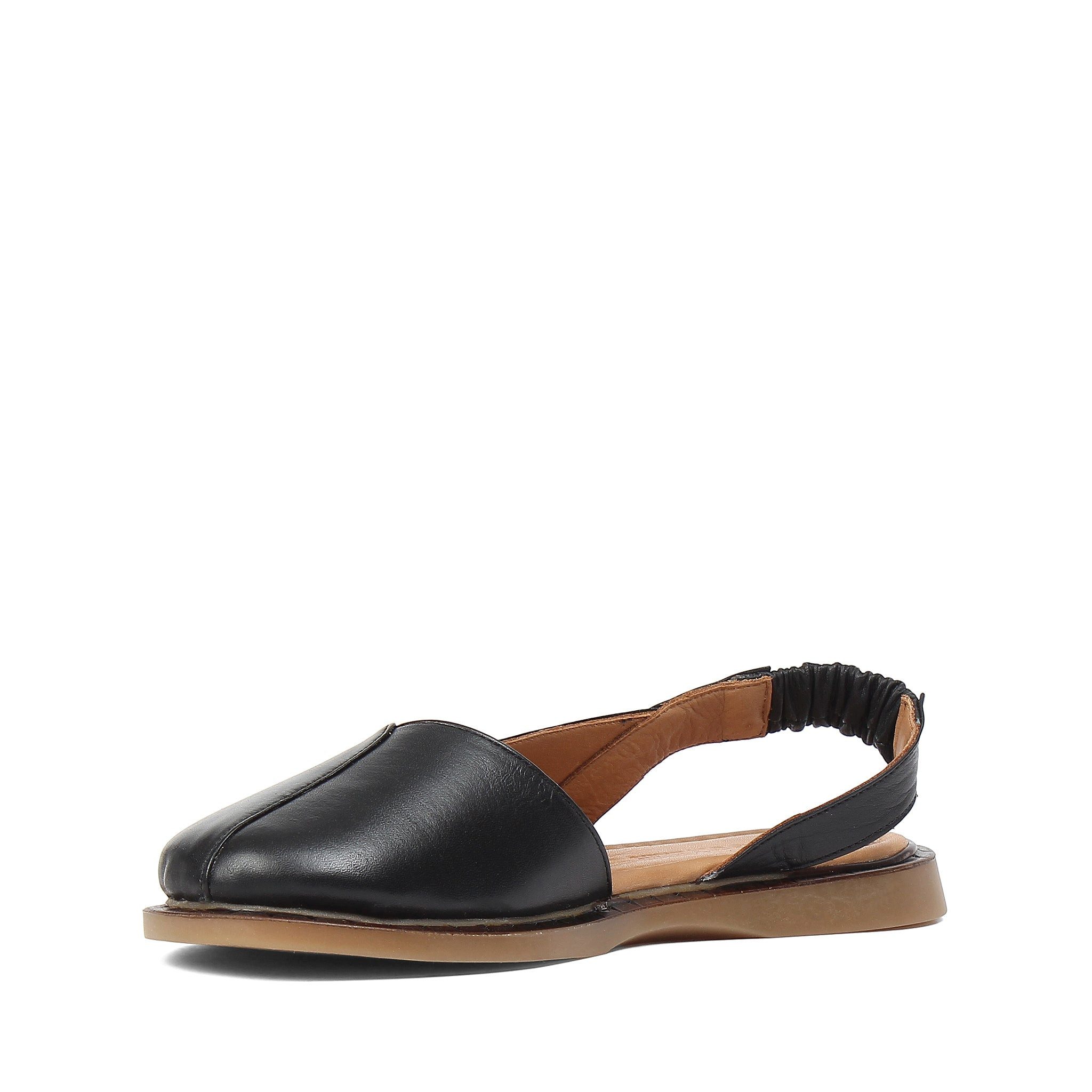 Celal Gültekin Flache Slingback Ballerina Runde Kappe Damen Ballerina Glattleder, elastischer Slingback, Echtleder-Futter, Schwarz, 36 – Bild 4 von 5