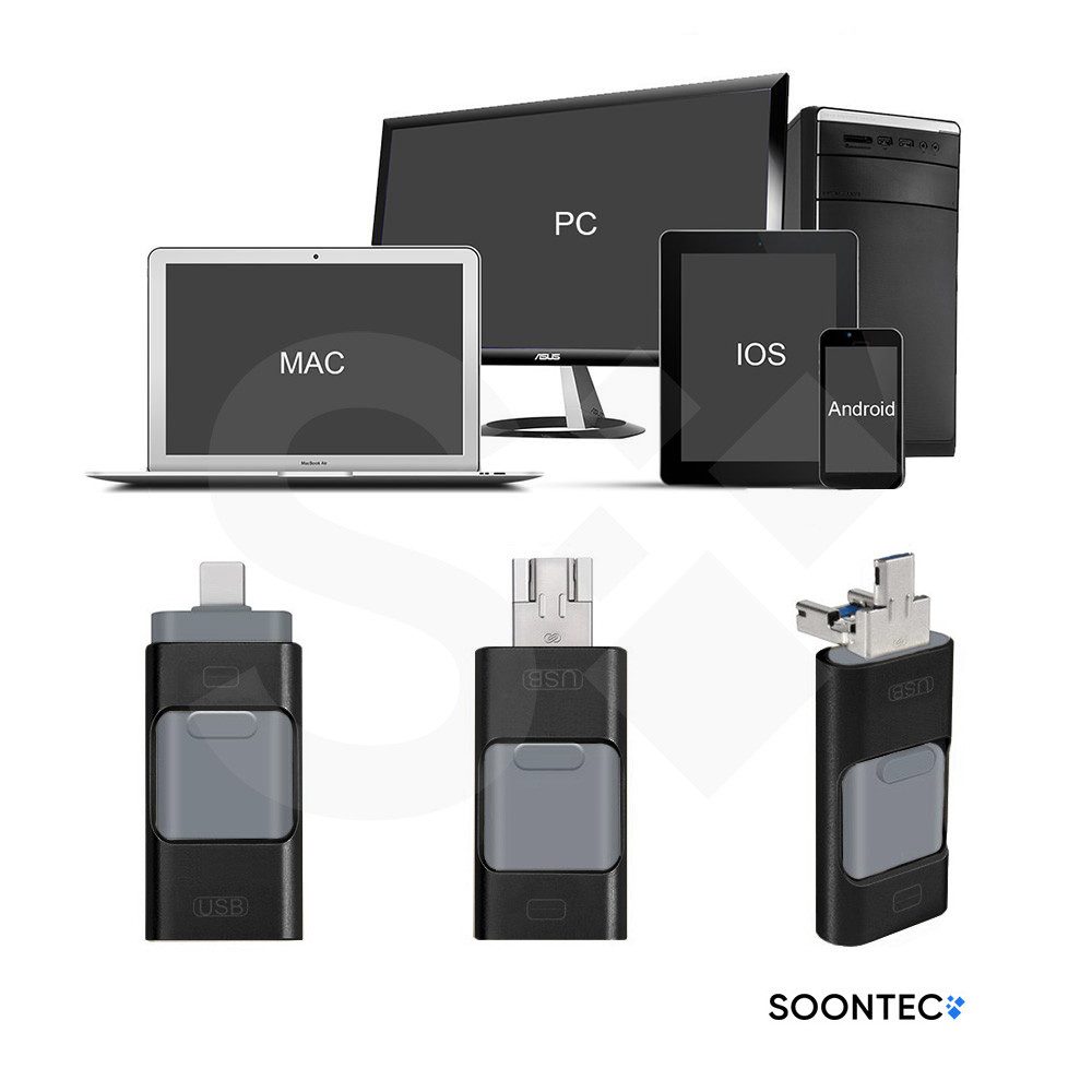 SOONTEC SOONTEC 3.0 USB-Stick 3 in 1 MICRO USB / USB / Lightning für iPhone USB-Stick (Lesegeschwindigkeit 80,00 MB/s) – Bild 3 von 5
