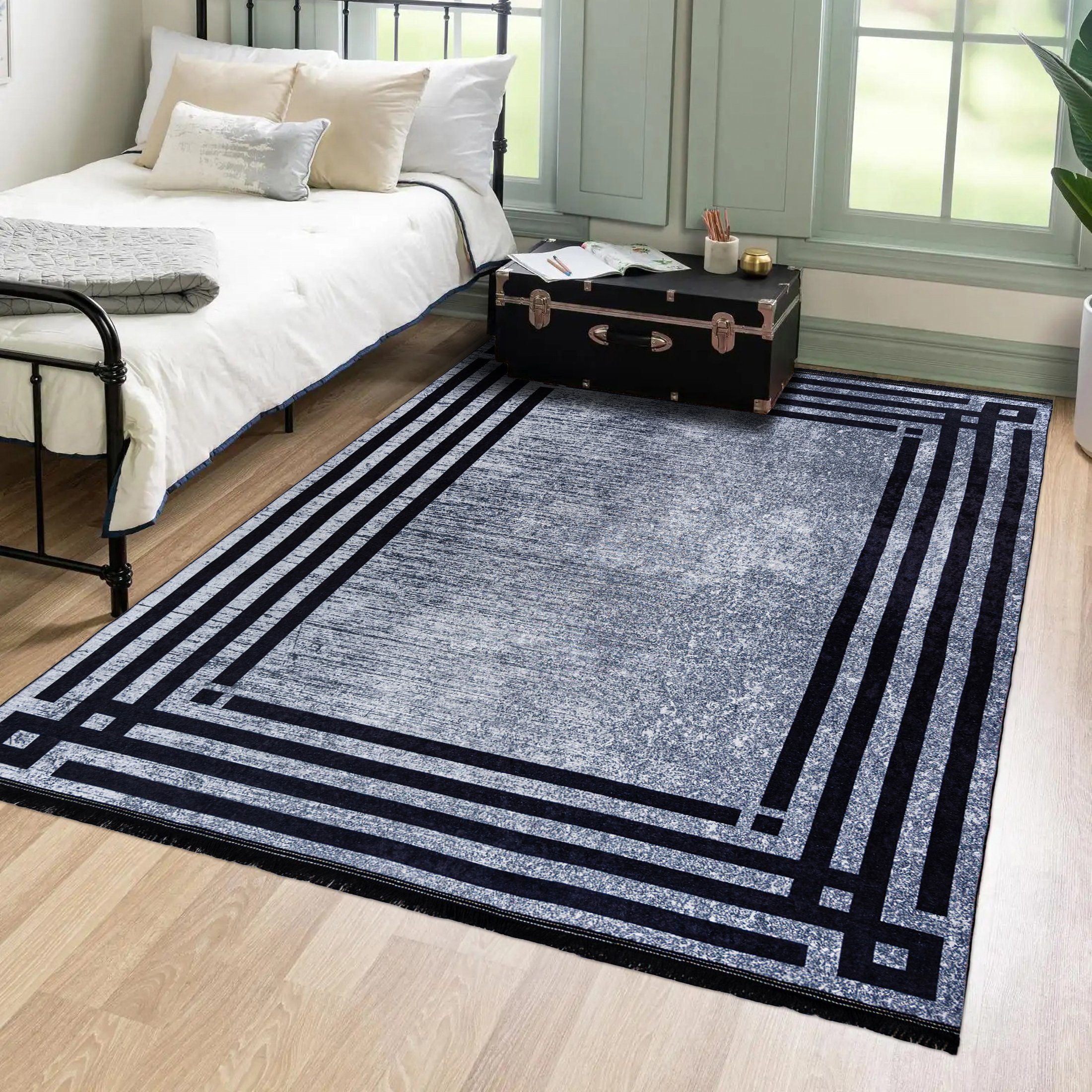 Mazovia Designteppich Modern Teppich für Wohnzimmer, Schlafzimmer, Esszimmer, 80 x 150 cm, Kurflor, Waschbar in Waschmaschine, Höhe 5 mm, Rutschfest – Bild 2 von 5