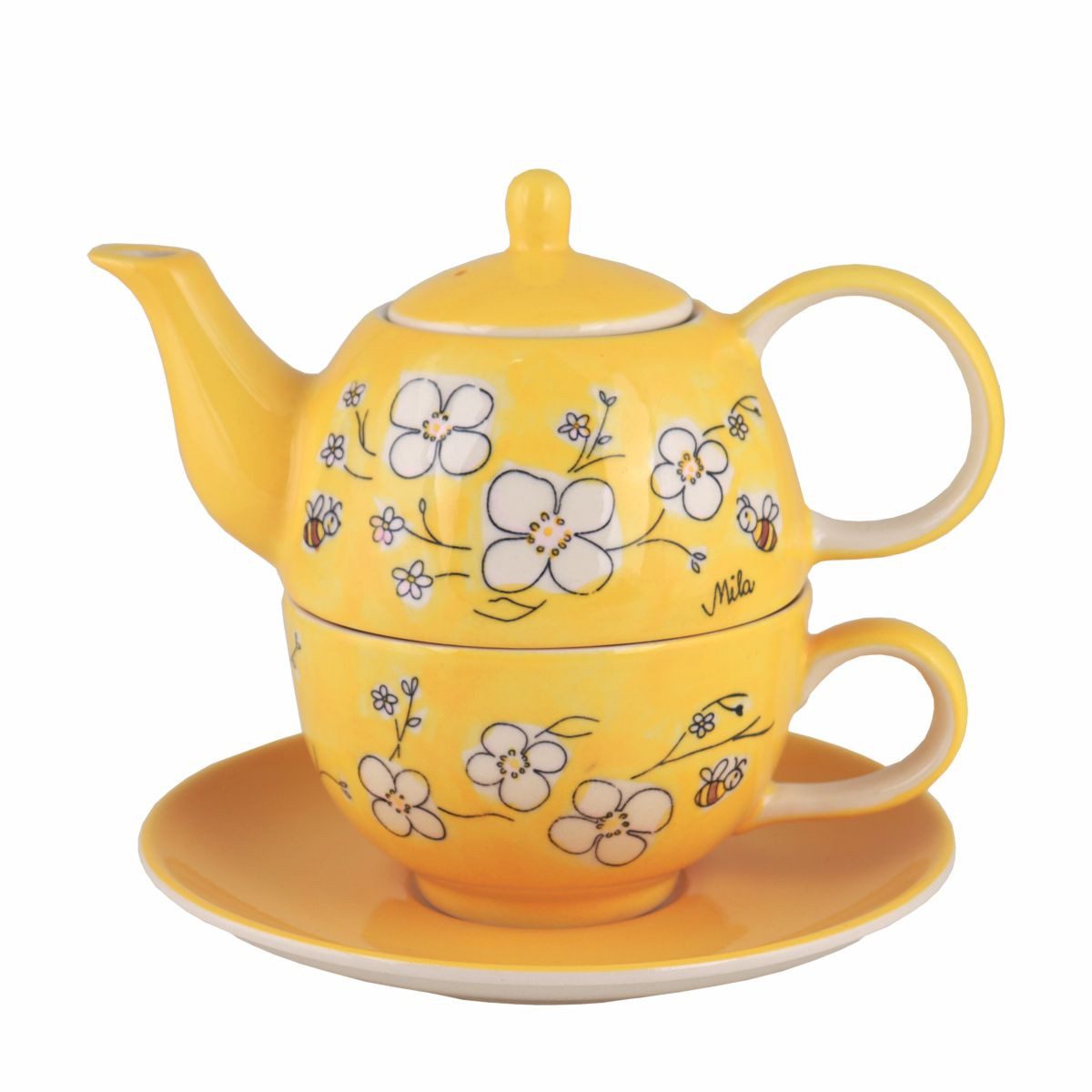 Mila Teekanne Mila Keramik Tee-Set Tea for One Bienenblüte, 400 l, (Stück)