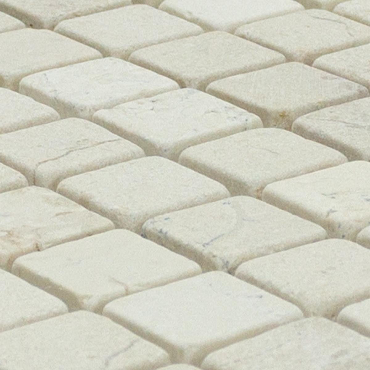 Mosafil Mosaikfliesen Marmor Natursteinmosaik Vito Beige Weiss, Marmor 30.500x30.500, beige, Verlegefertig auf ein Netz geklebt