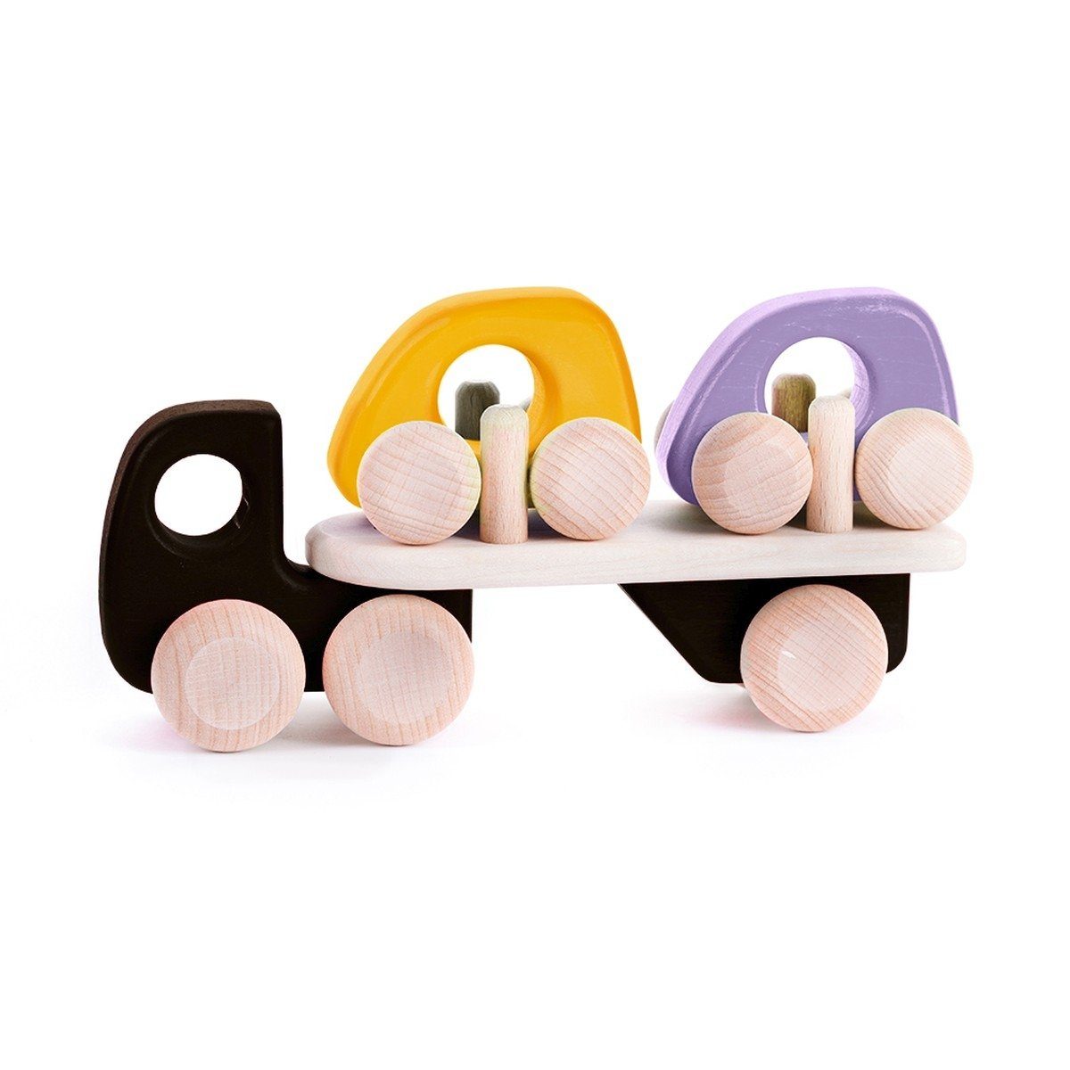 Bajo Spielzeug-Transporter Autotransporter aus Holz 4 Teile Holzspielzeug Spielauto
