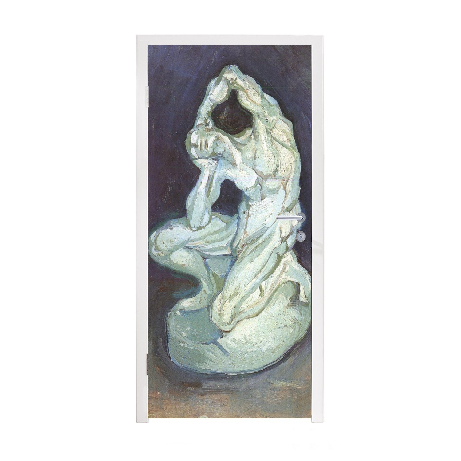 MuchoWow Türtapete Gipsskulptur eines knienden Mannes - Vincent van Gogh, Matt, bedruckt, (1 St), Fototapete für Tür, Türaufkleber, 75x205 cm