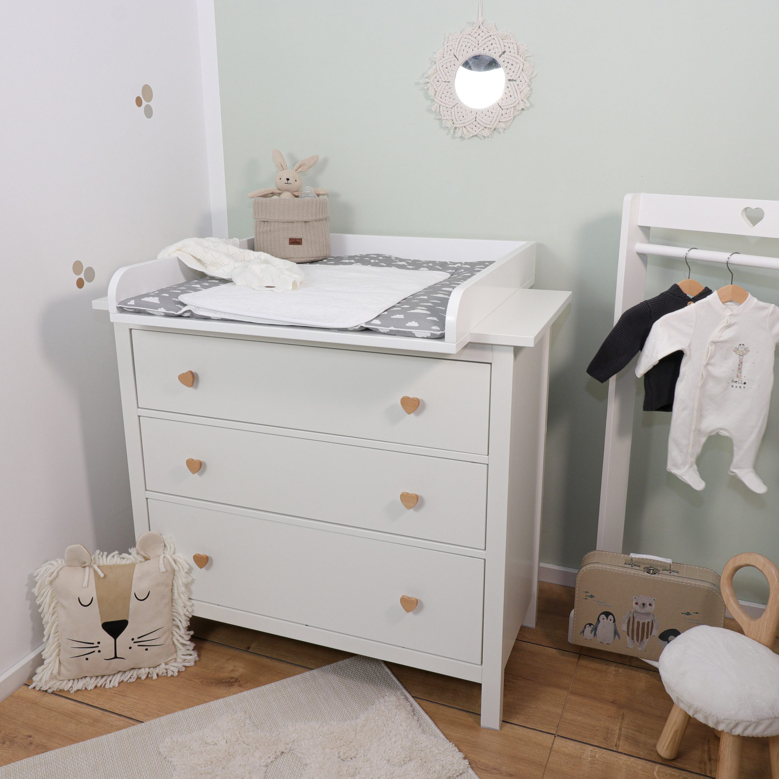 Puckdaddy GmbH Wickelaufsatz Lasse (80x11x80 cm) für IKEA Hemnes Kommoden, Wickelaufsatz für IKEA Hemnes Kommode
