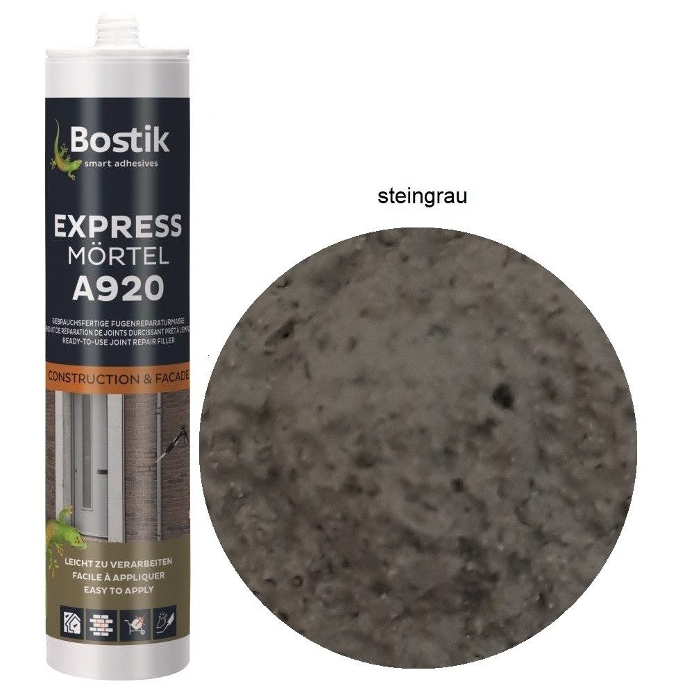 BOSTIK Dichtstoff Bostik A920 Expressmörtel steingrau 300ml Kartusche Acryl Dichtstoff, gebrauchsfertig, schnell regen- und wetterbeständig