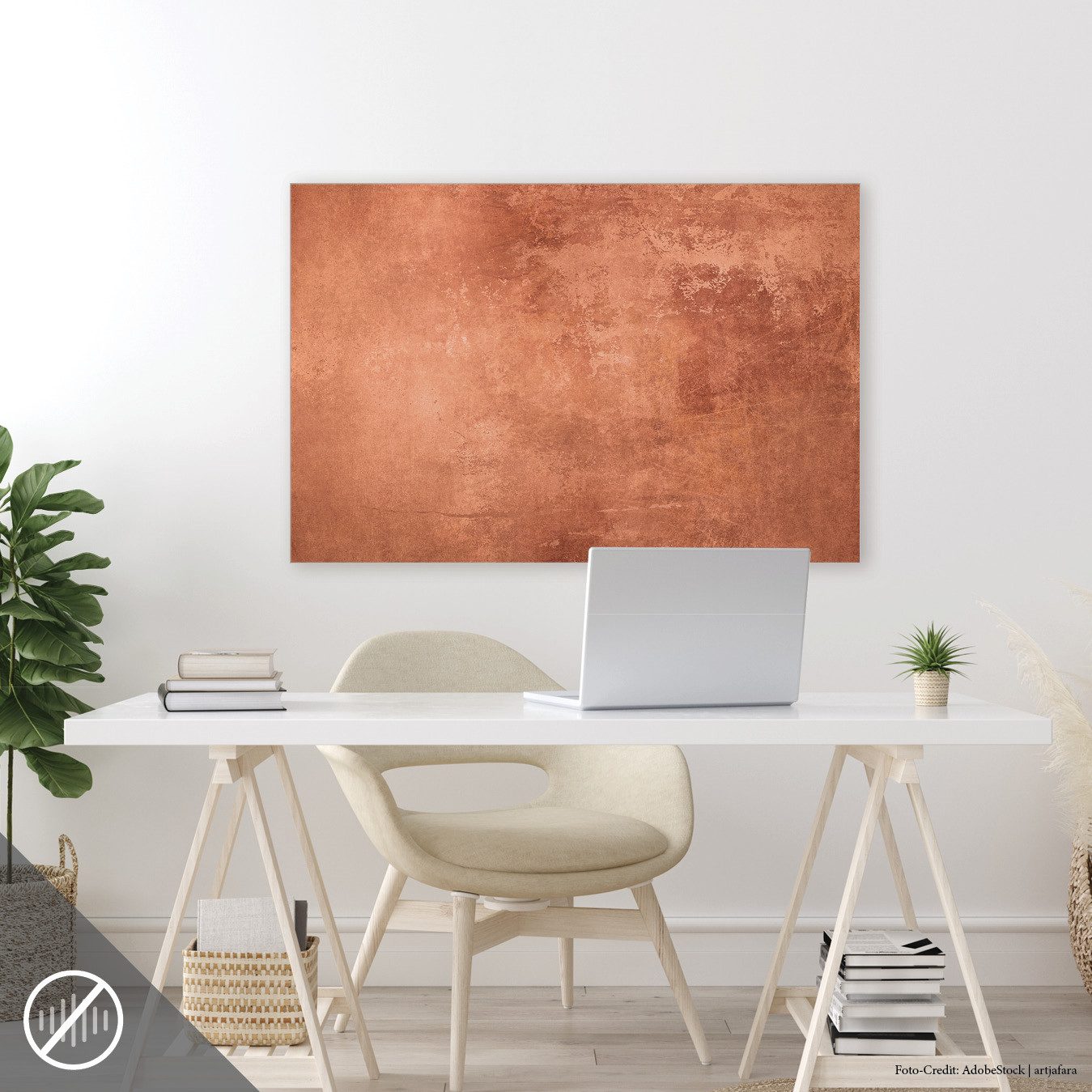 Akustikbild-Manufaktur Bild mit Rahmen Akustikplatte „Kupfer“ – modernes Wandbild mit Schallschutz, Schallschutzbild mit sehr guten Schallabsorptions-Eigenschaften