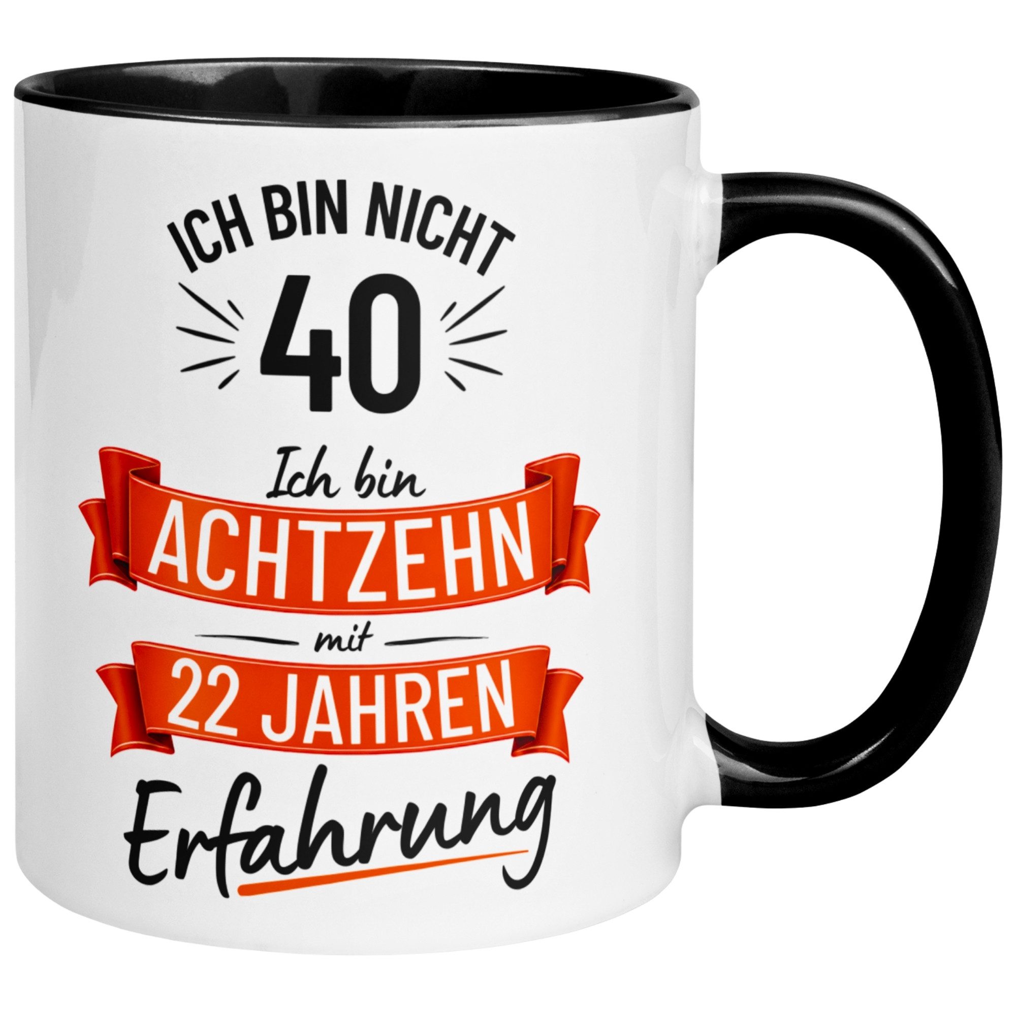 Momentals Tasse 40 Geburtstag Mann – „Nicht 40 – Ich hab Erfahrung“ – Geschenk Männer, Gratis Versand · Links-&Rechtshänder · Spülmaschinenfest