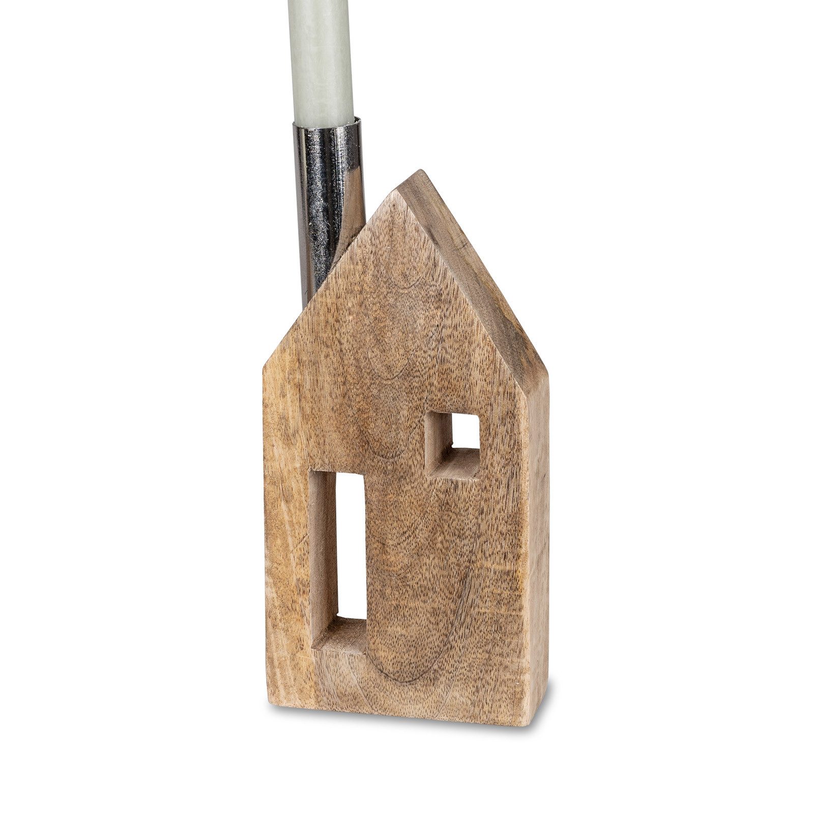 formano Kerzenständer Kerzenständer aus Mangoholz Hausdesign (Stück, 1 St., 1 Kerzenständer ohne Kerze), Kerzenhalter