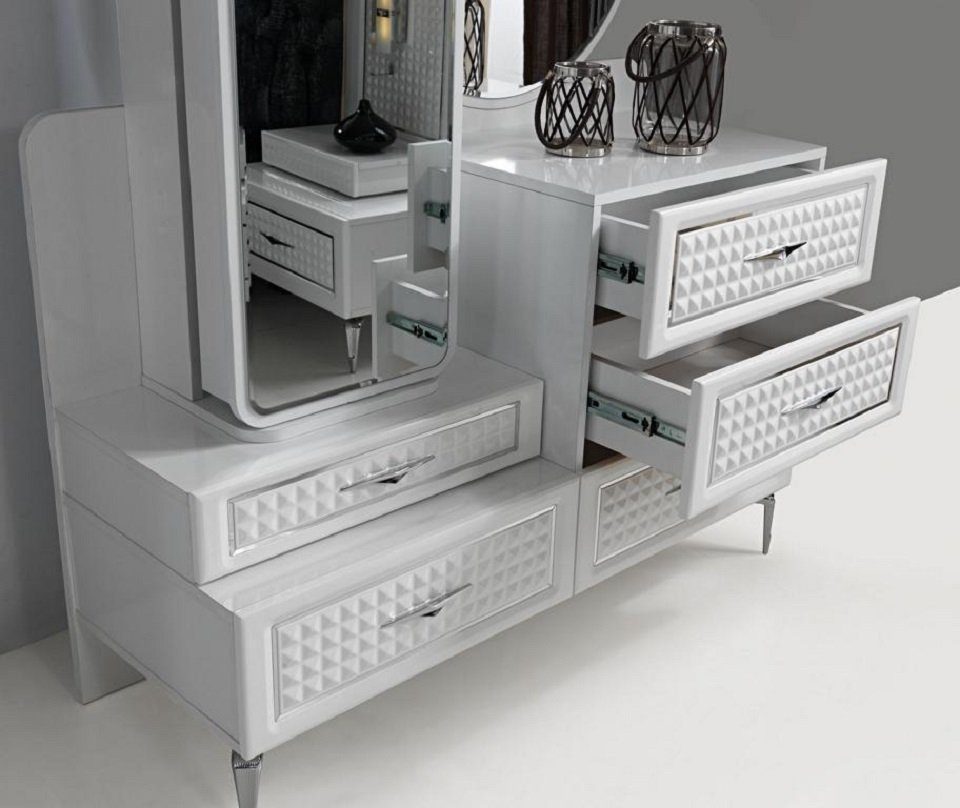 JVmoebel Schlafzimmer-Set Modern Luxus 5 Design 2x weiß, Bett (5-St) Nachttisch Schlafzimmer tlg.Set