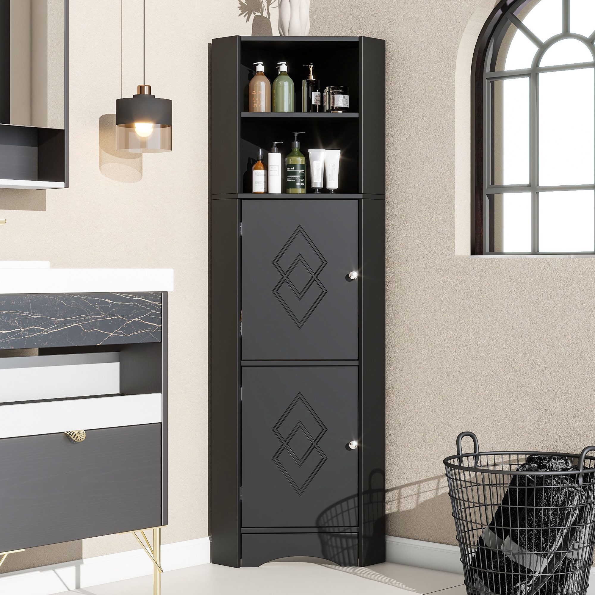 TavilaEcon Eckschrank Badmöbel, Badschrank mit zwei günstig online kaufen