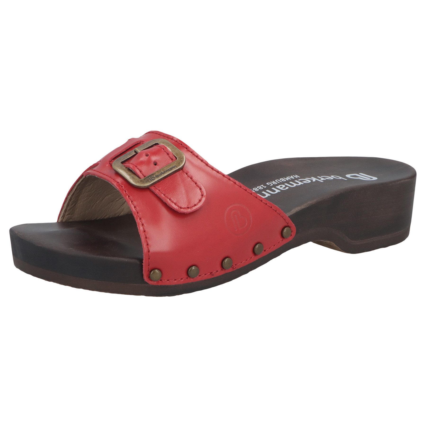 BERKEMANN Berkemann Erwachsene Holz Hamburg Pantolette Leder Riemchensandale