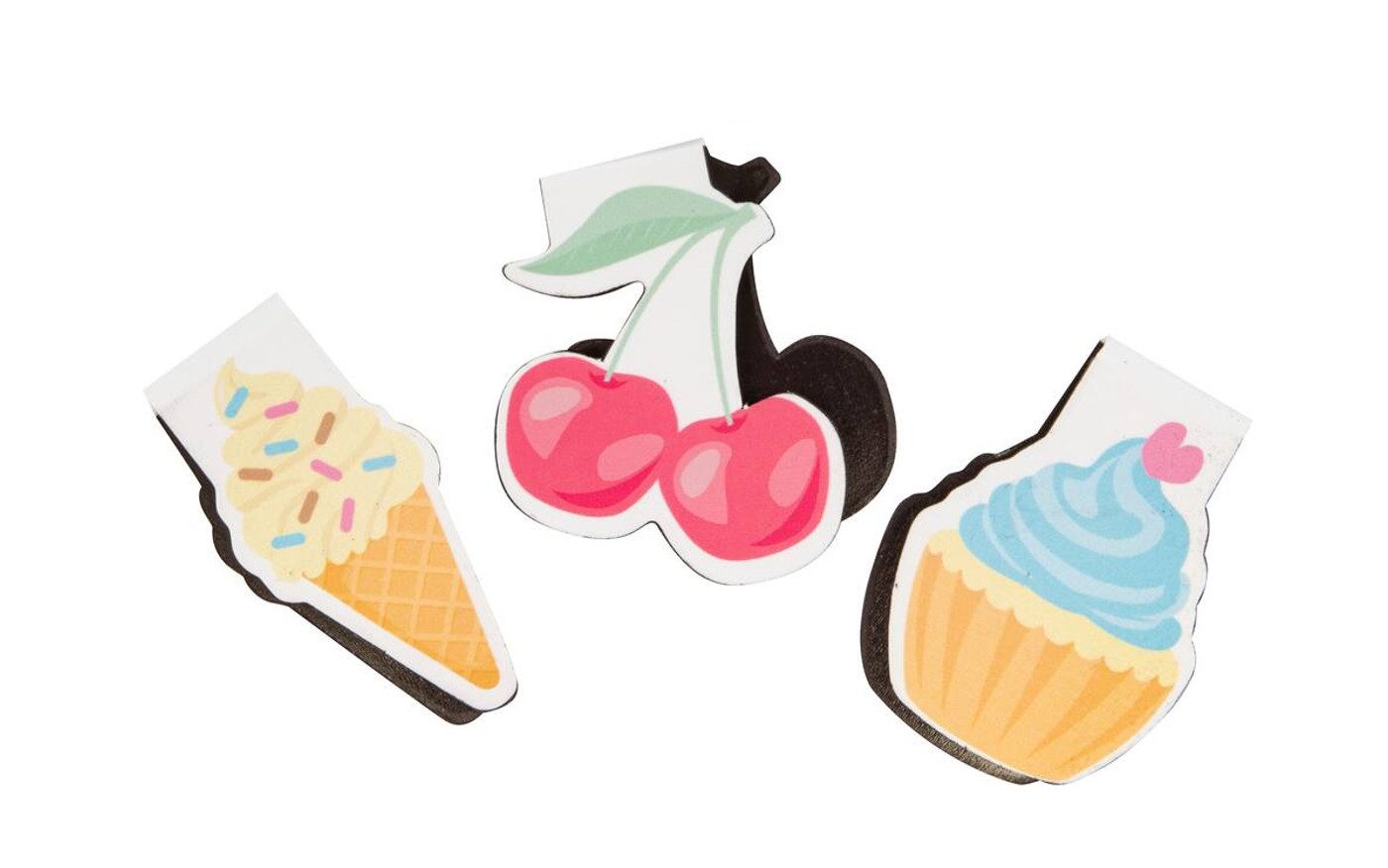 Stylex Schreibwaren Lesezeichen 3x Magnet-Lesezeichen "Eis, Kirsche, Muffin"