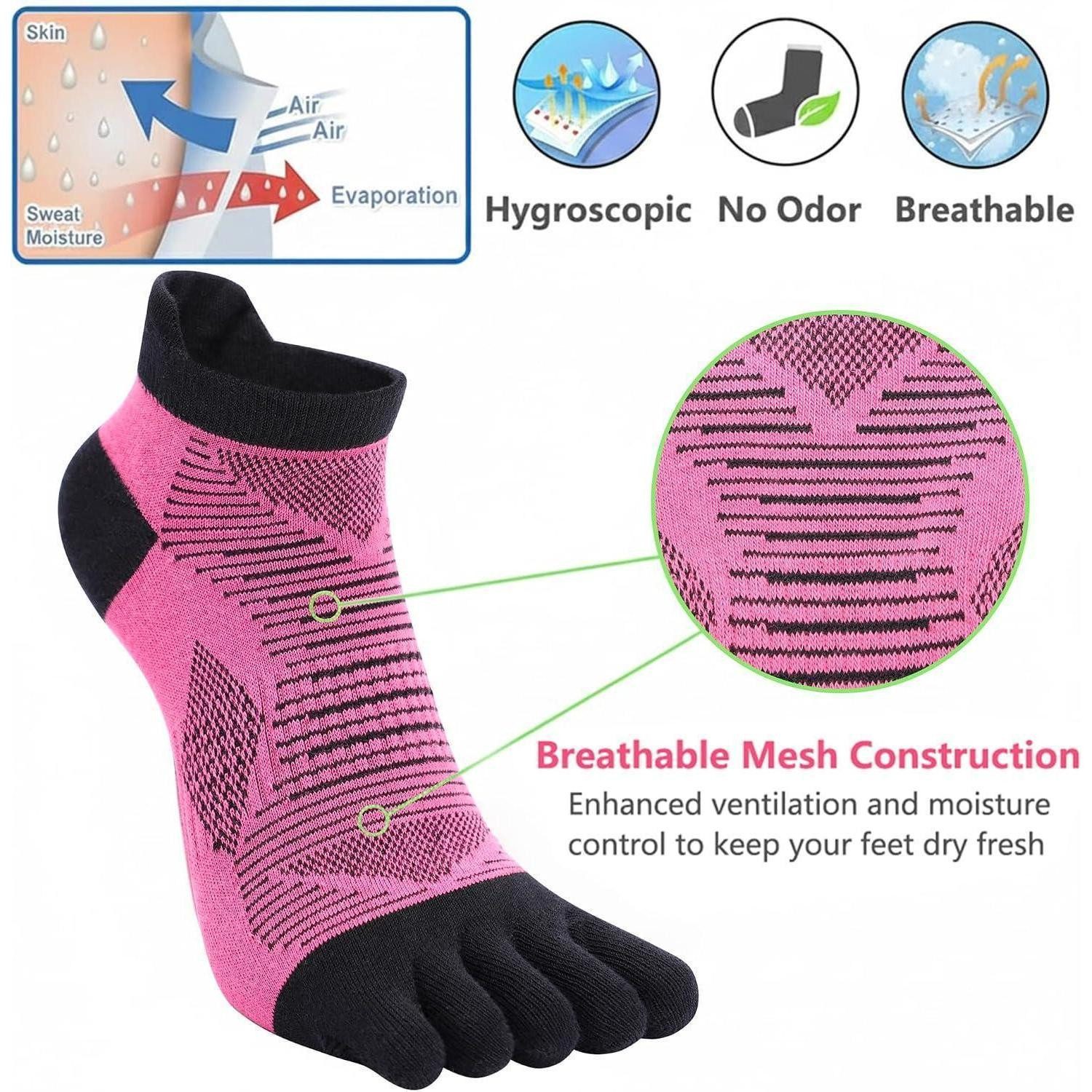 LuxusKollektion Zehensocken Zehensocken Damen Sneaker Sportsocken 5-Finger 39-42 6 Paar