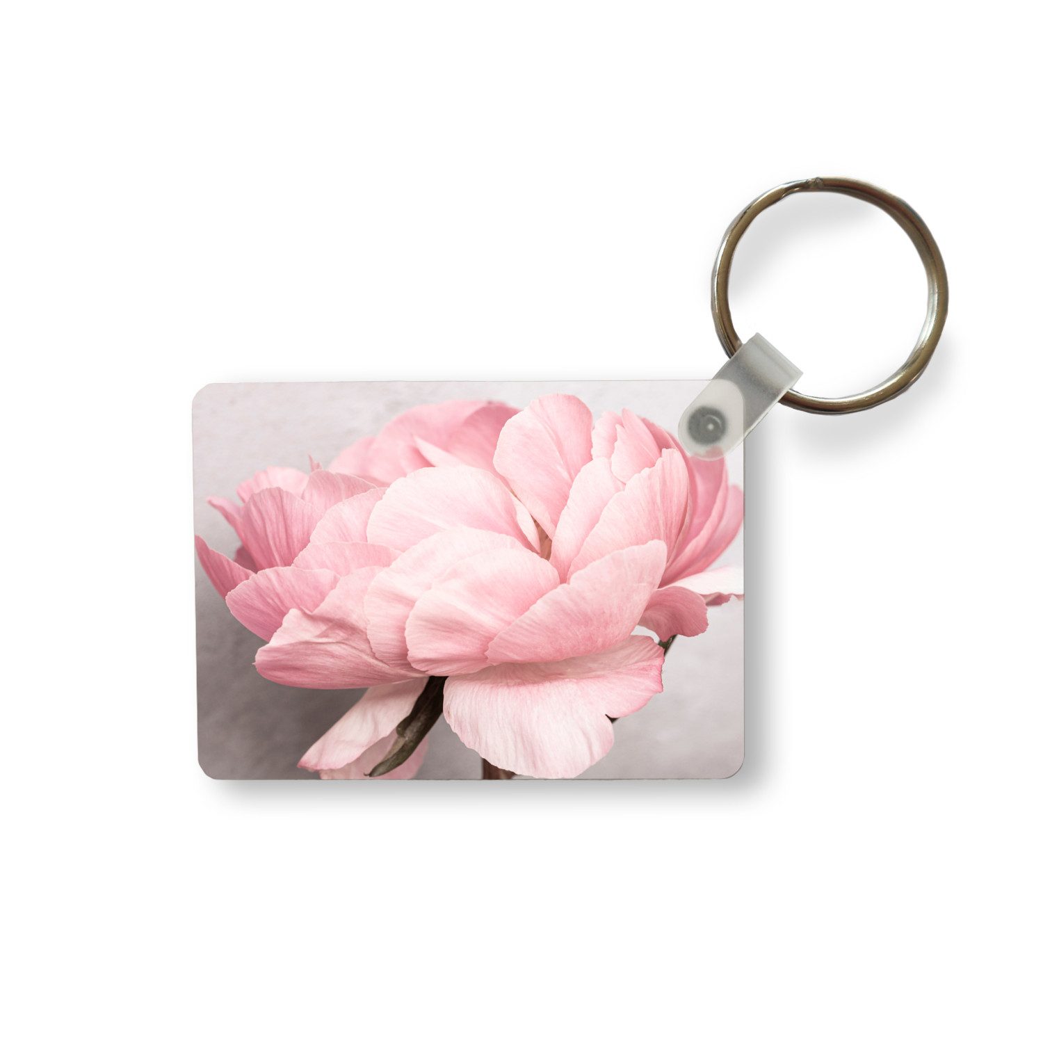 MuchoWow Schlüsselanhänger Blumen - Rosa - Natur - Pflanze, Rechteckig mit Schlüsselring, Geschenk, Accessoire, 6x4 cm