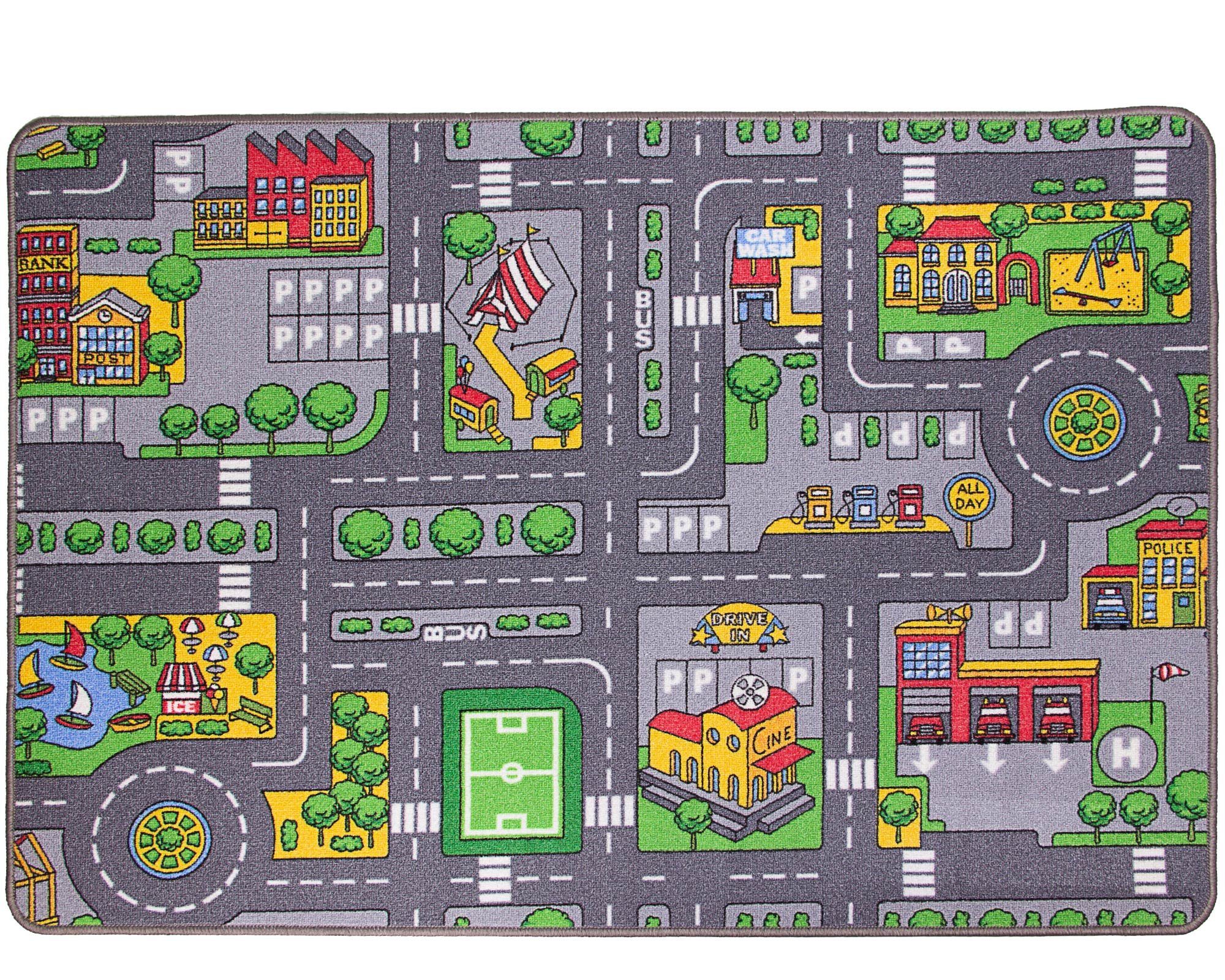Kinderteppich Spielteppich Kinderteppich Straße Auto Design