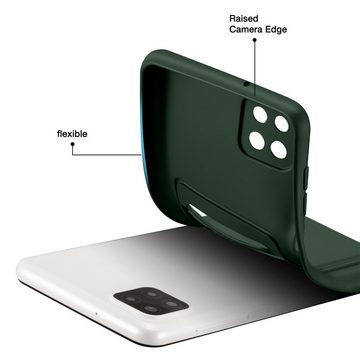 CoolGadget Handyhülle Grün als 2in1 Schutz Cover Set für das Samsung Galaxy A22 5G 6,4 Zoll, 2x Glas Display Schutz Folie + 1x TPU Case Hülle für Galaxy A22 5G
