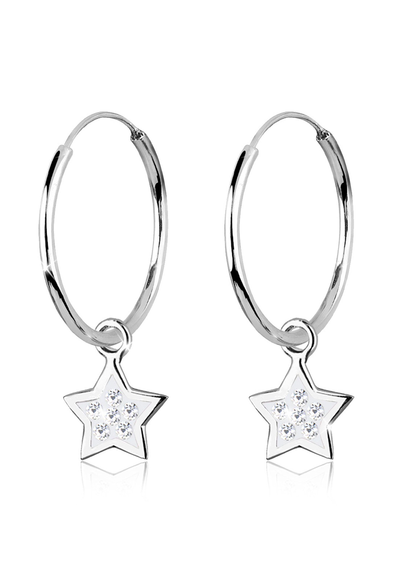 Elli Paar Creolen Creolen Stern Kristalle 925 Silber, Sterne Weiß