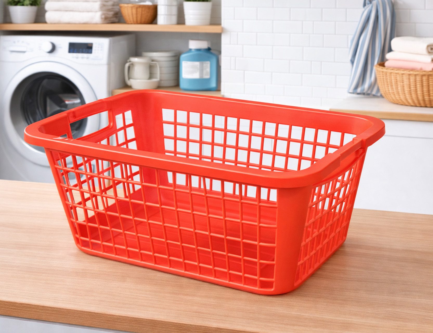 Ebaxx Wäschekorb 69 Liter Groß Wäschekorb Plastik Kunststoff Rot