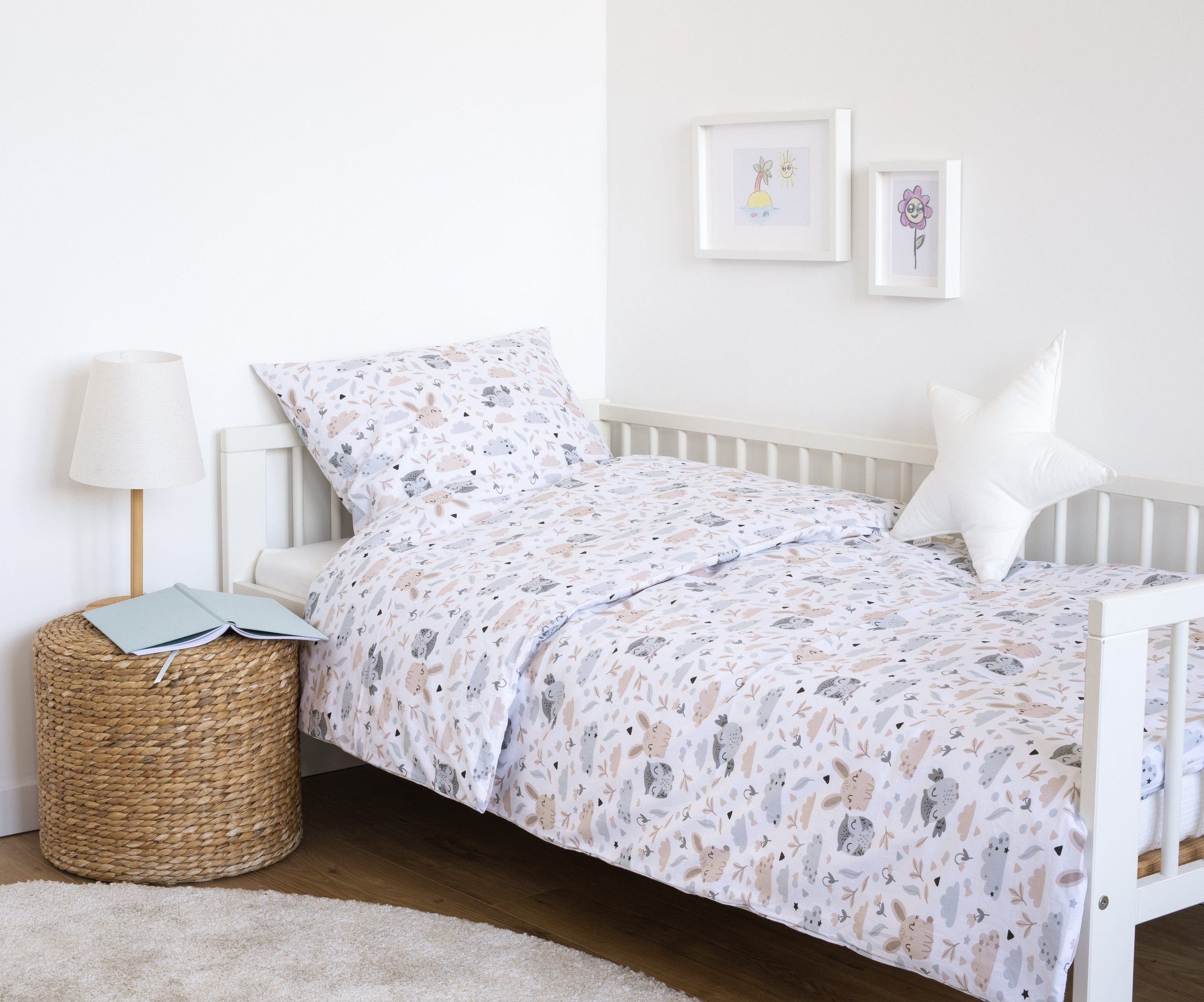 Loolay Bettwäsche HASE Eule Beige Weiss günstig online kaufen