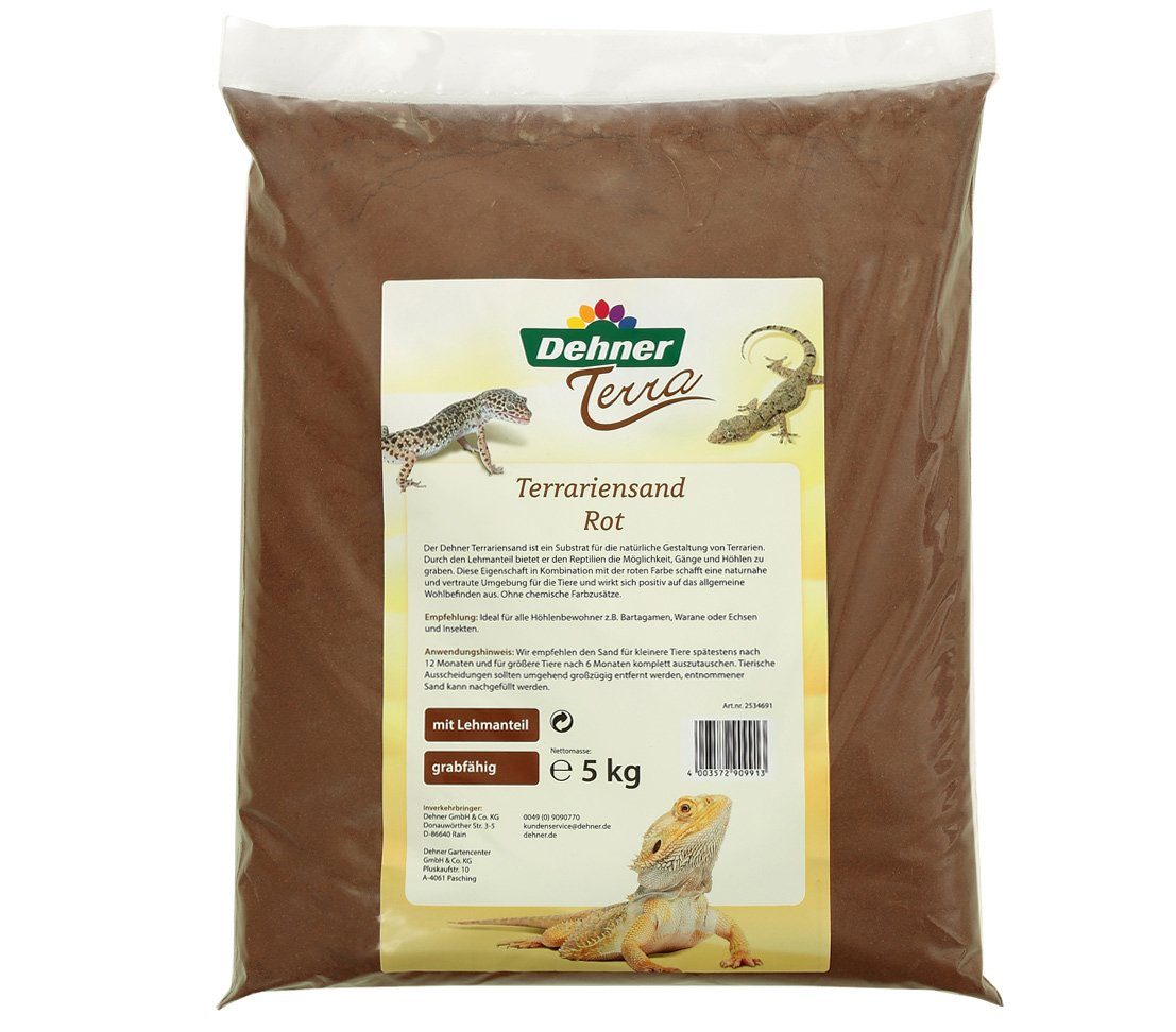 Dehner Terrariensand Terrariensand mit Lehmanteil, für Reptilien, 5 kg, feiner Terrariensand für Bartagamen, Warane oder Echsen und Insekten