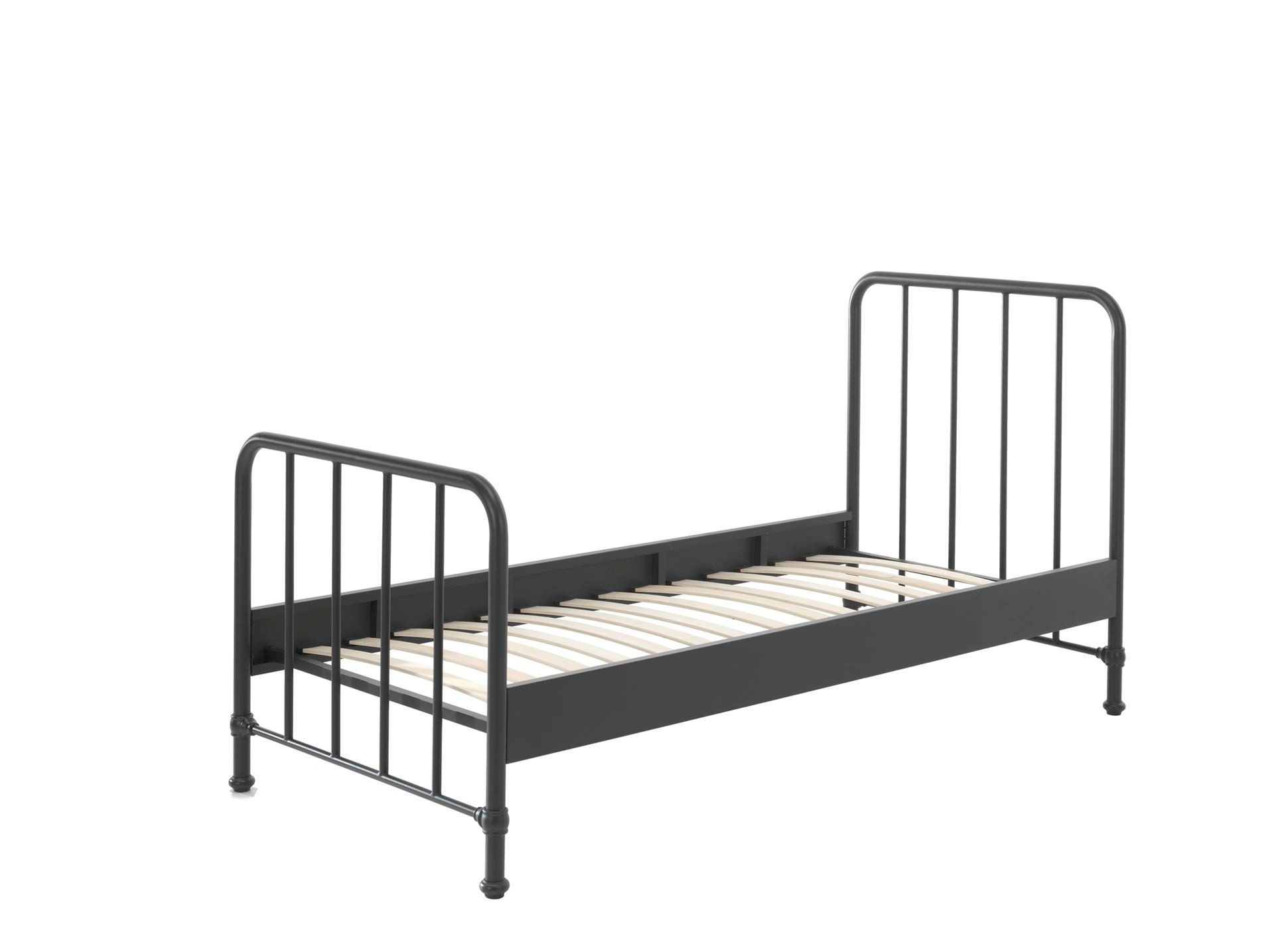 58 aufm Kessel Bettgestell Metallbett Kay 97x206x110 Einzelbett avantgarde Metall Schwarz matt (inkl. Versand, Lieferung bis Verwendungsstelle), Liegefläche 90x200, modernes Bett mit Rohrrahmen und trendiger Optik