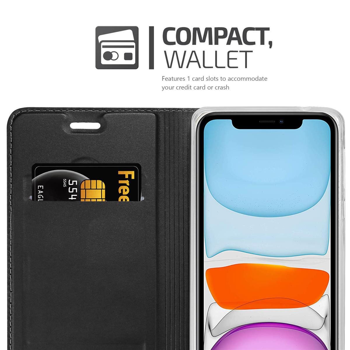 Cadorabo Handyhülle für iPhone 11 Hülle Apple iPhone 11, Schutzhülle Hülle mit Standfunktion, Magnetverschluss und Kartenfach – Bild 5 von 5