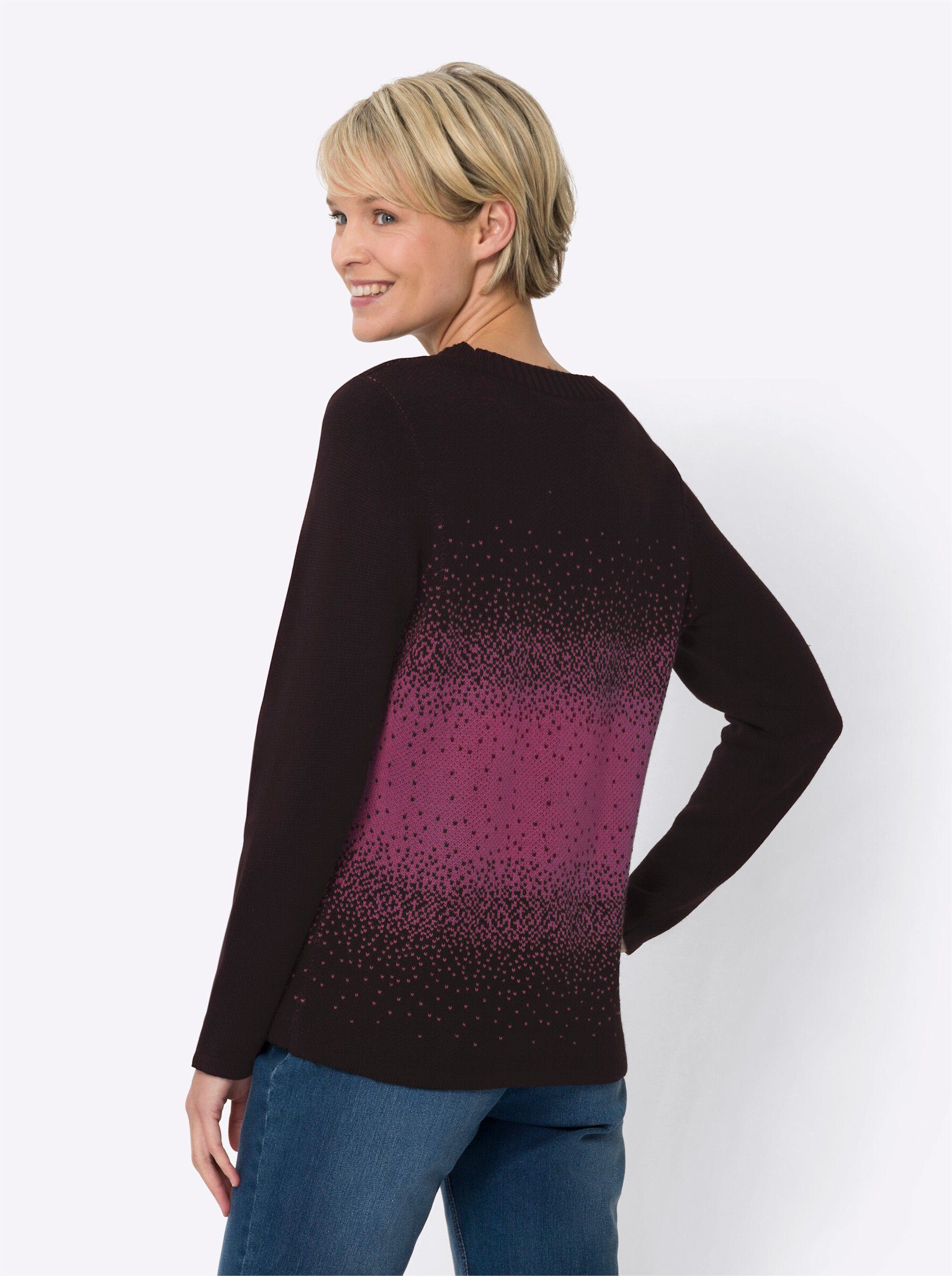 Sieh schwarz-erika-gemustert Strickpullover an!