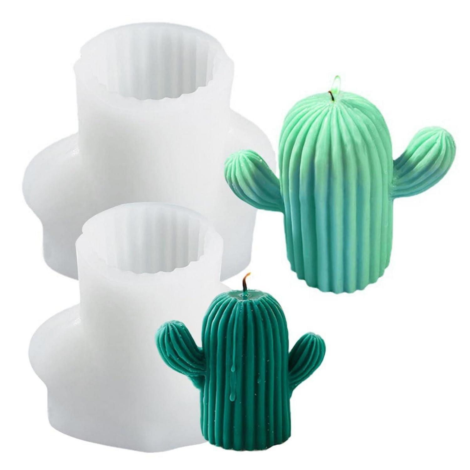 LuxusKollektion Formkerze 2er Set Kaktus Kerzen Silikonform groß klein