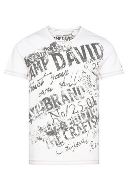 CAMP DAVID V-Shirt mit offenen Kanten am Saum