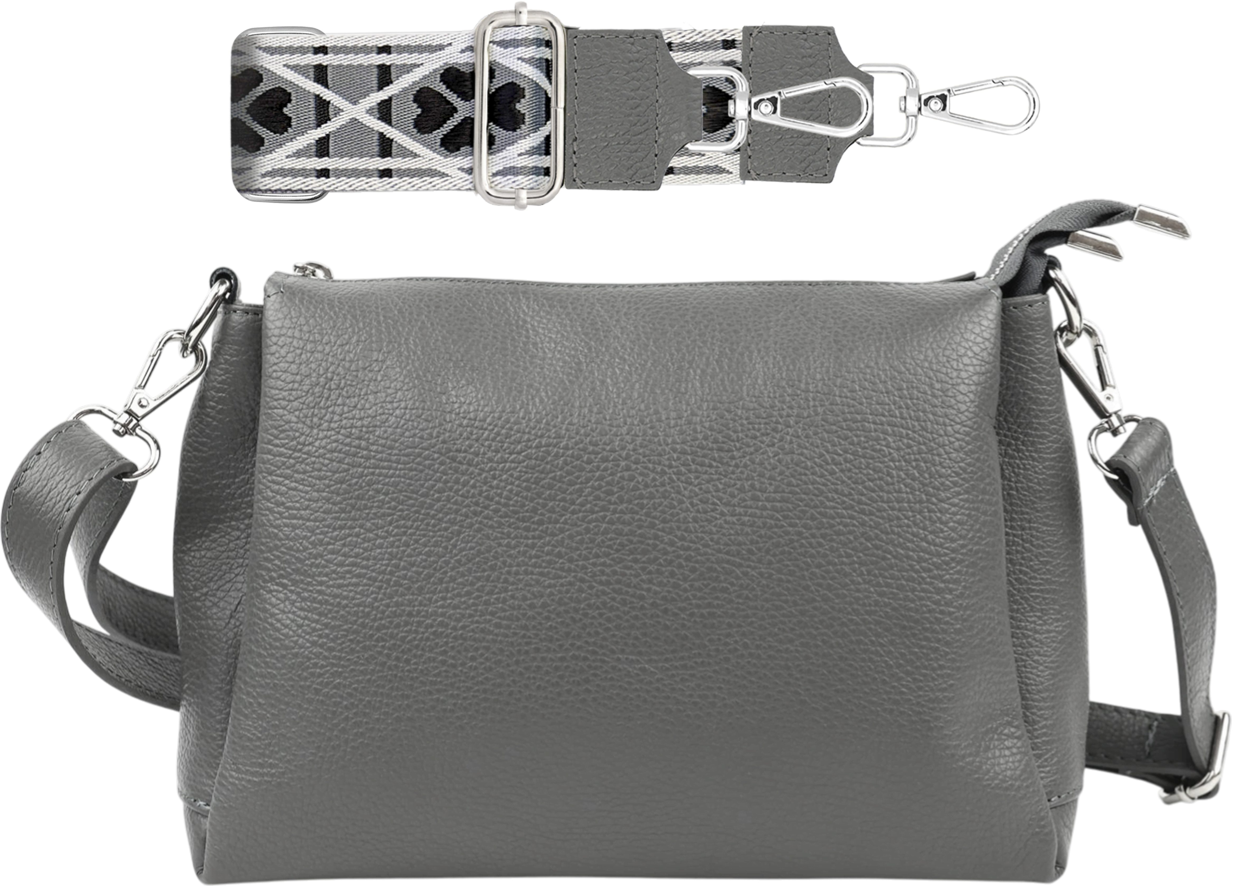 SEVA Schultertasche Crossbody Tasche Damen, Umhängetasche Frauen mit 3 Fächern (Echtleder, Hergestellt in Italien, Vielen Farben), Alltagstasche Damen groß, Kosmetiktasche Frauen
