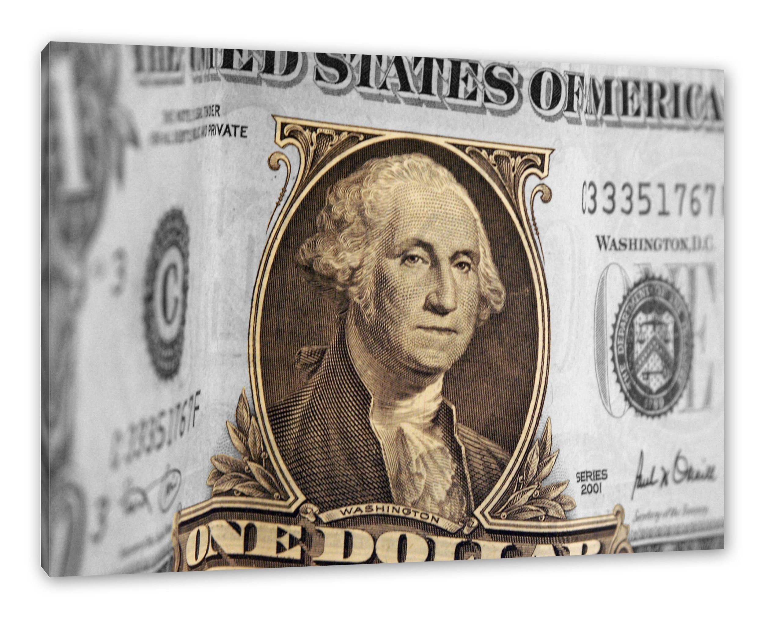 Pixxprint Leinwandbild Washington Dollarschein, Washington Dollarschein (1 St), Leinwandbild fertig bespannt, inkl. Zackenaufhänger