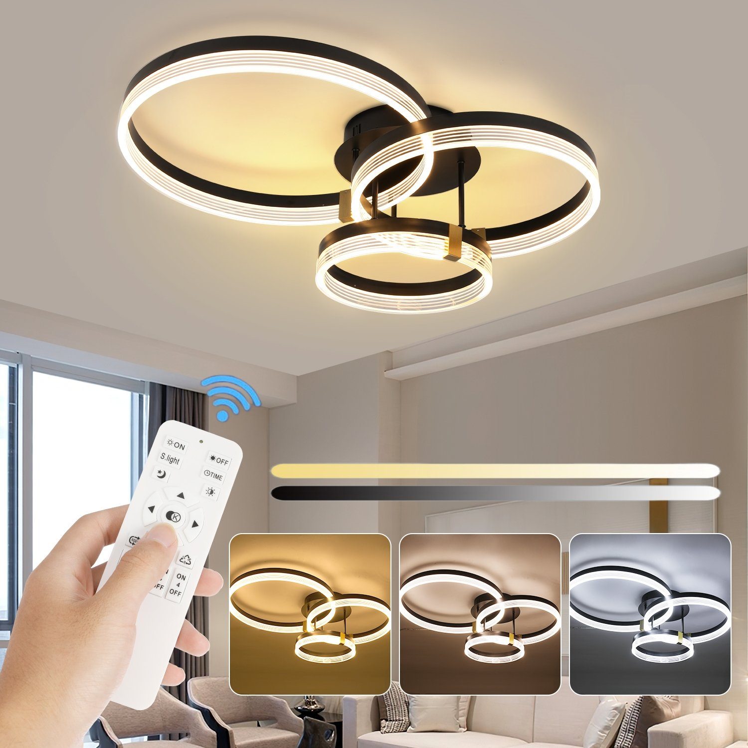 WILGOON Deckenleuchte 3 Ringoptik LED Deckenleuchte günstig online kaufen