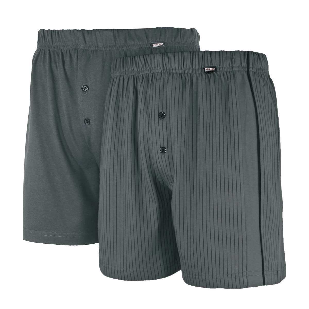 Boxershorts XXL Adamo 2er-Pack Boxershorts dunkelgrau uni/gestreift