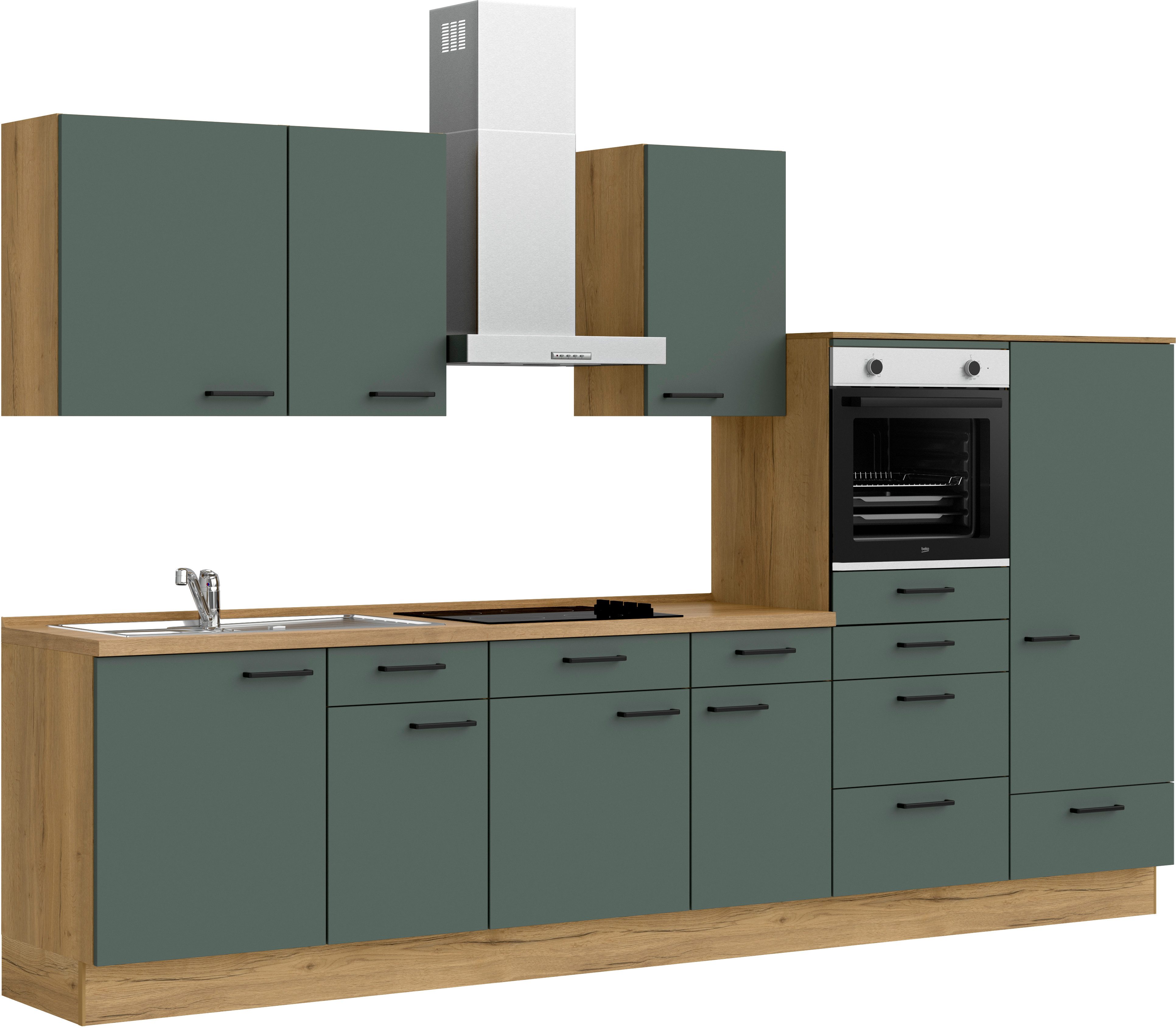 nobilia® Küchenzeile "Easytouch I", NEU: individuell anpassbar mit gratis Profi-Beratung, vormontiert, Breite 330 cm, Ausrichtung wählbar, wahlw. mit E-Geräten