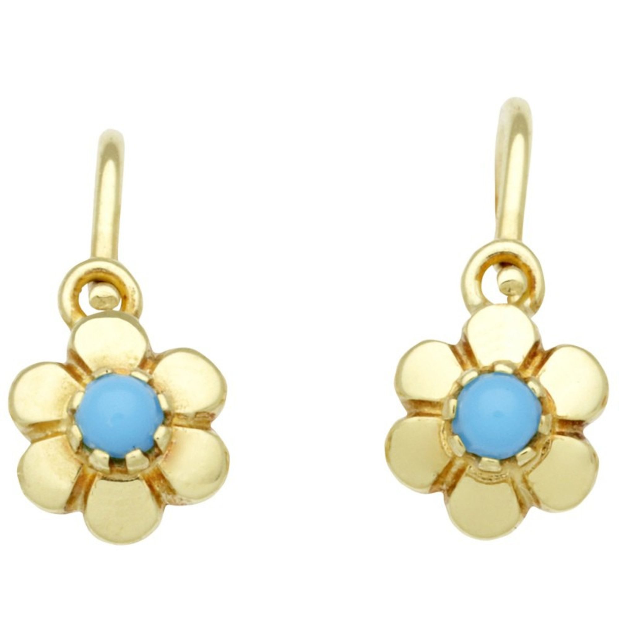 Miamar Ohrring-Set KI60, Miamar KI60 Mädchen Ohrringe Blume 14 Karat (585) Gelbgold Türkis