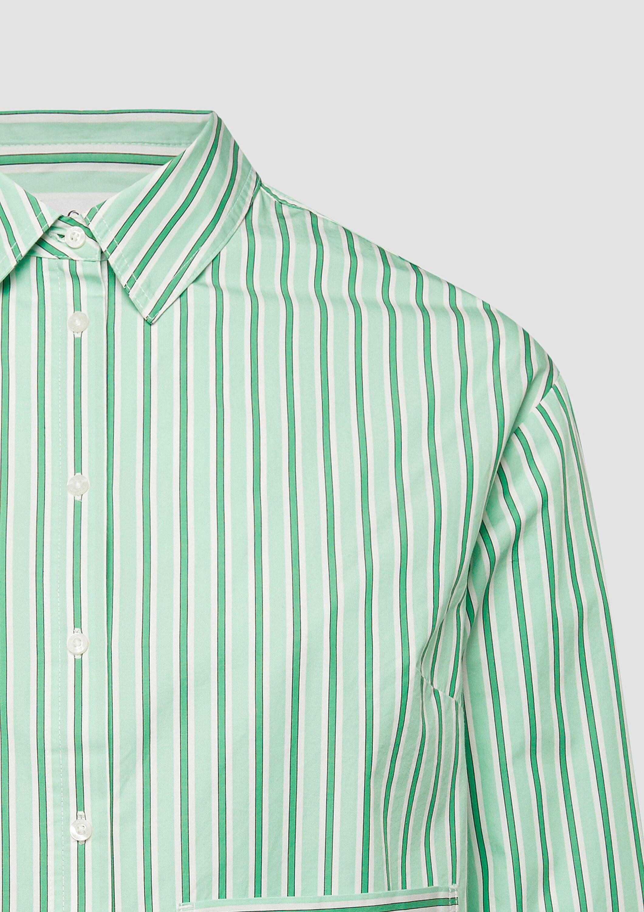 s.Oliver Langarmbluse Bluse Verkürzte Popeline-Bluse im Relaxed Fit