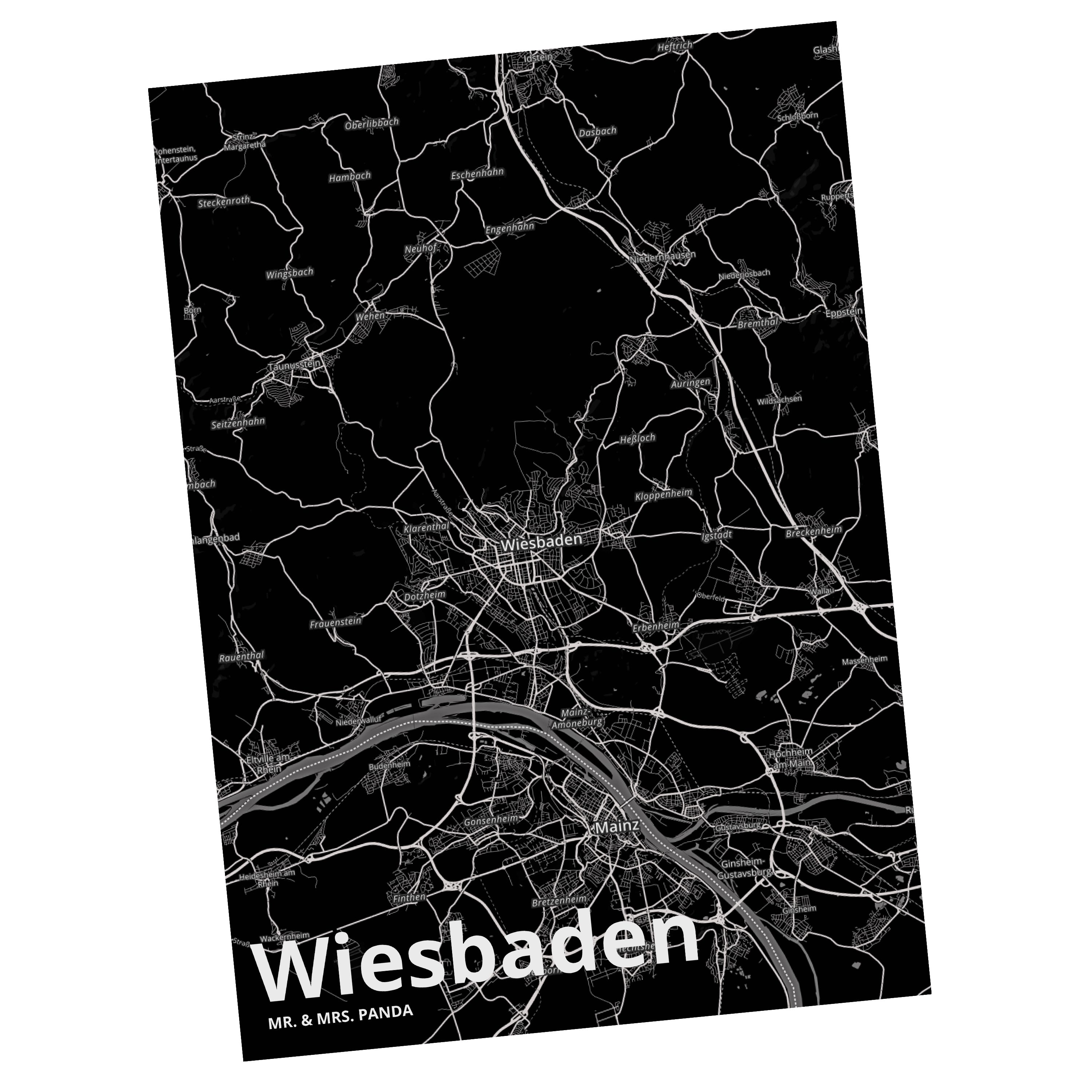 Postkarte Geburtstagsk Geschenkkarte, Geschenk, Wiesbaden Karte, Dankeskarte, - Panda Mr. Mrs. &