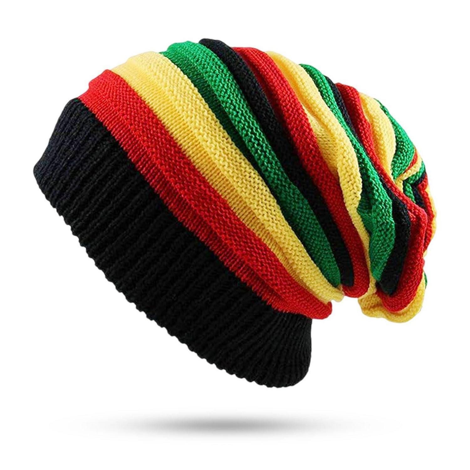 LuxusKollektion Strickmütze Beanie Rasta Regenbogen Mehrfarbig Einheitsgröße (1-St)
