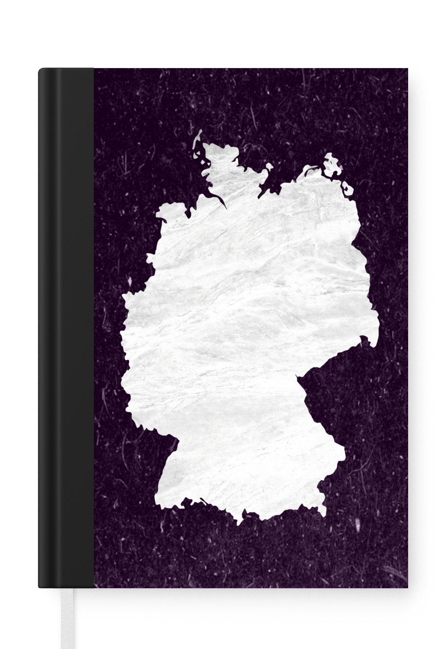 MuchoWow Notizbuch Karte - Deutschland - Weiß, Journal, Merkzettel, Tagebuch, Notizheft, A5, 98 Seiten, Haushaltsbuch