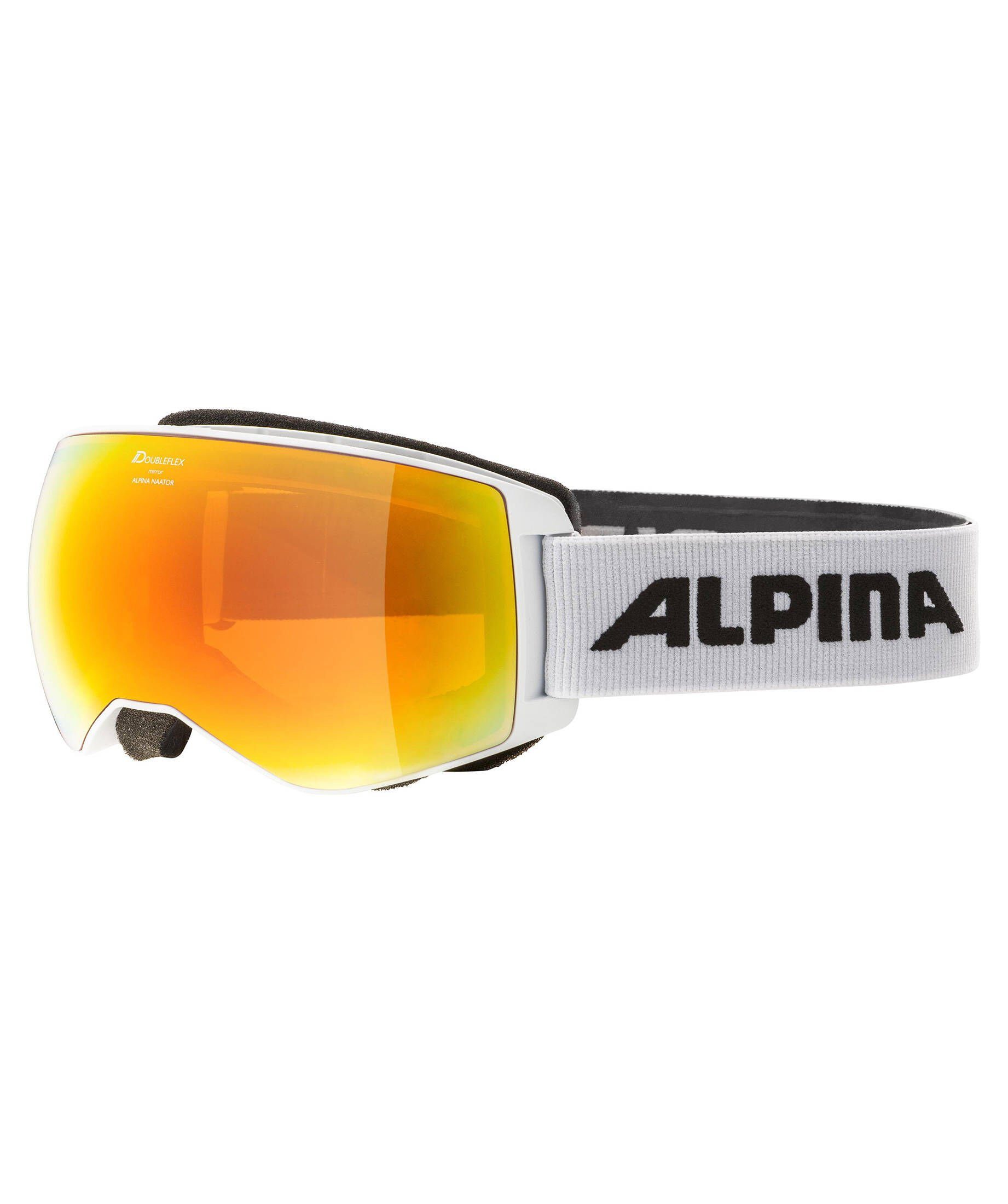 Sports Skibrille (100) NAATOR Ski- Snowboardbrille Alpina weiß und