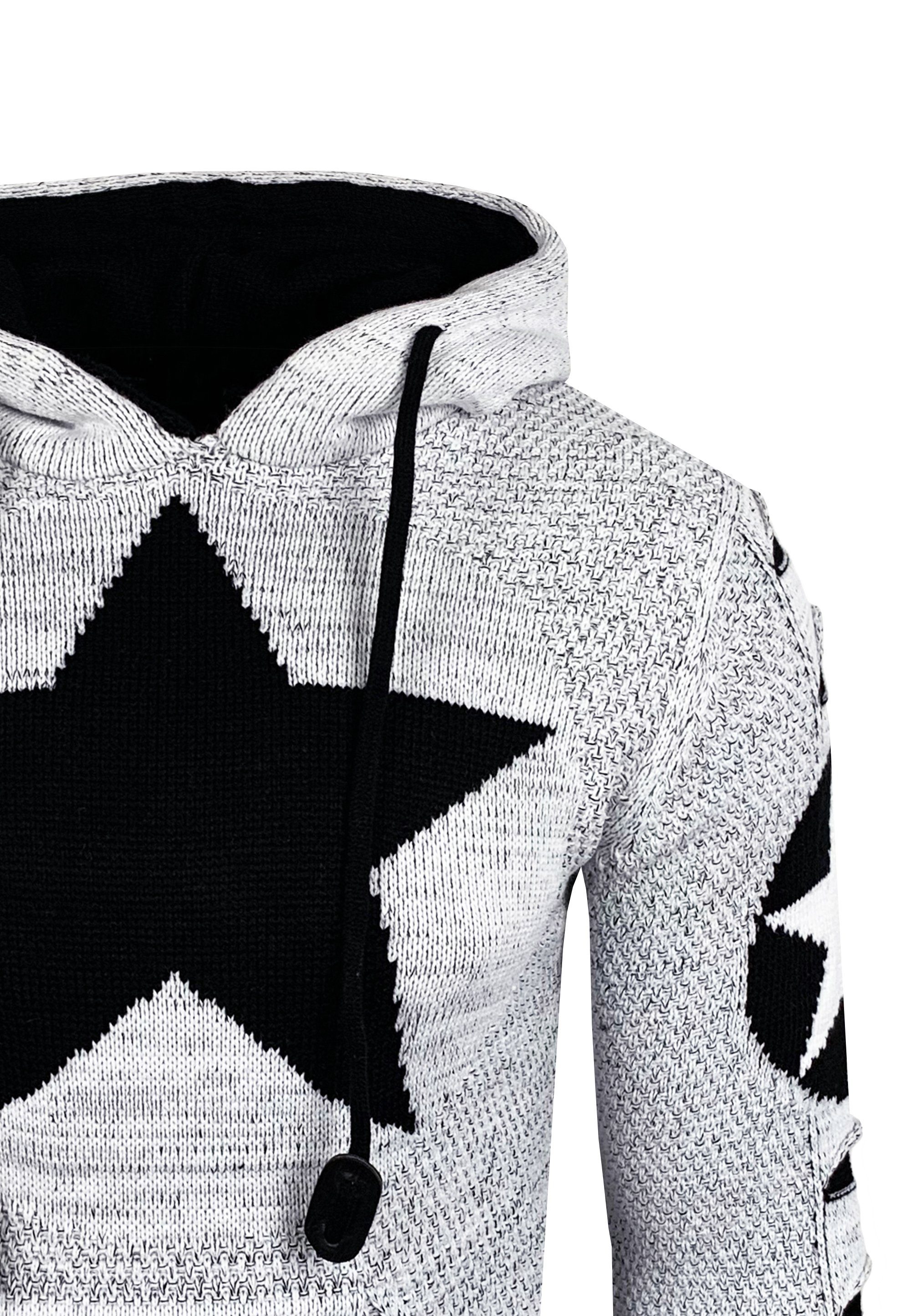 weiß-schwarz großem Rusty Kapuzensweatshirt Neal mit Stern-Design