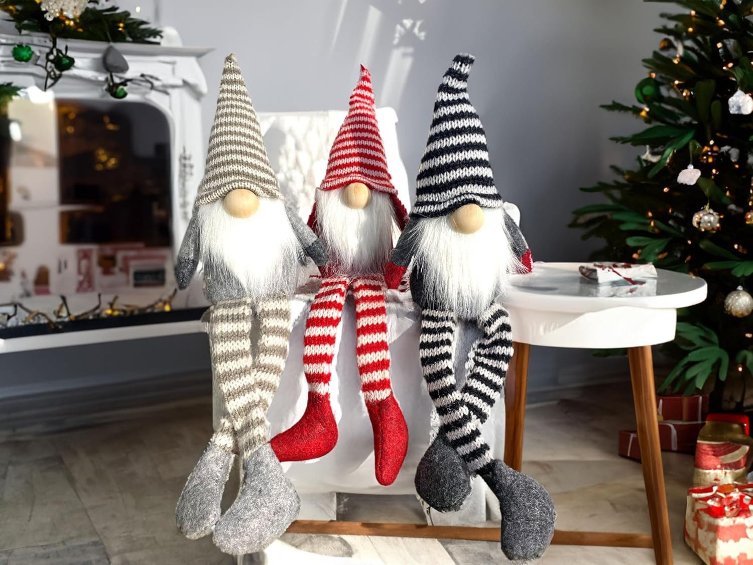 hausleben Wichtel Winterwichtel Knud 32 cm (Set, 3 St., 2-teiliges Wichtelset Erik & Grit aus Filz), mit Schlenkerbeinen, 3-Fach Sortiert