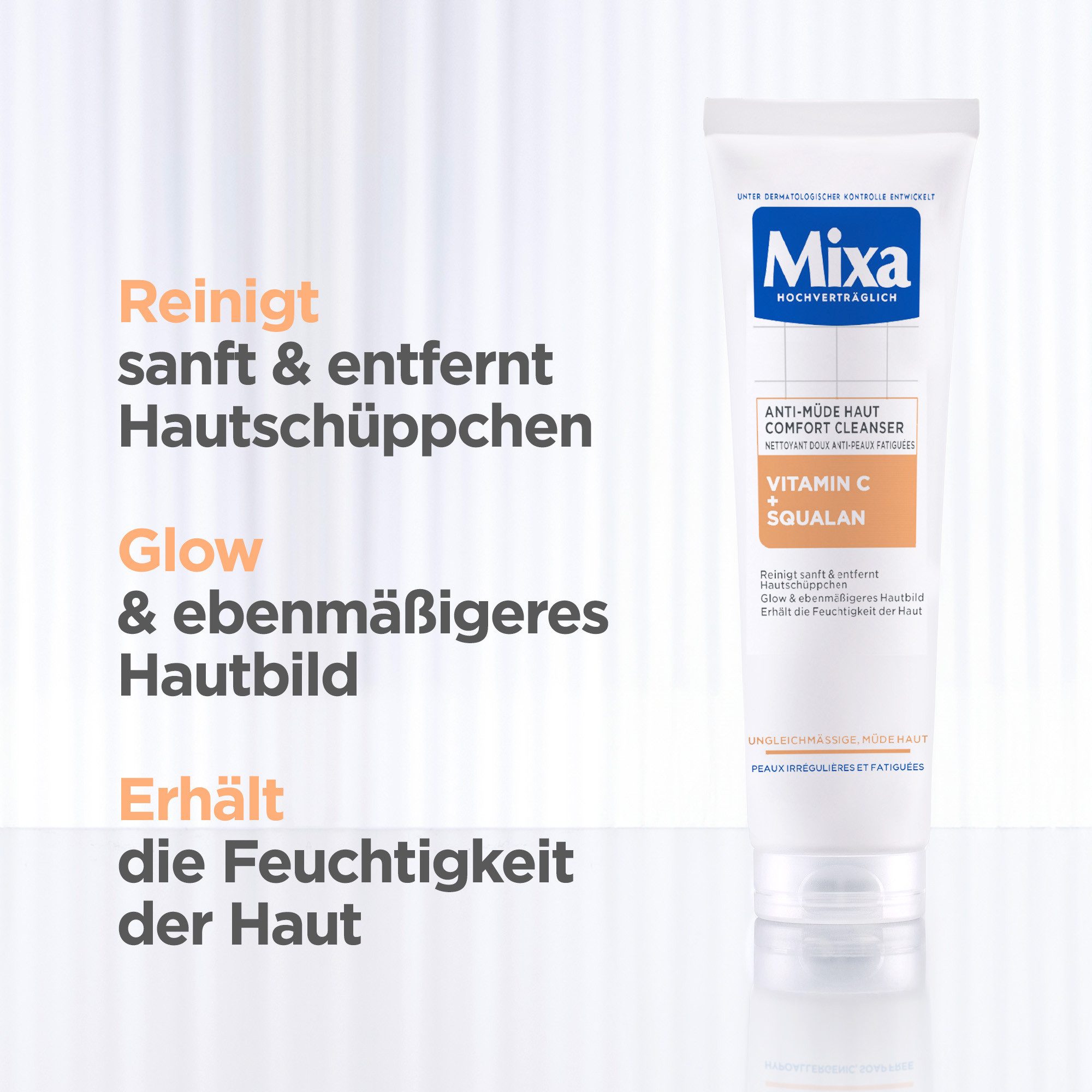 Mixa Gesichts-Reinigungsfluid Mixa Anti-Müde Haut Comfort Cleanser, entfernt überschüssigen Talg, entfernt Hautschüppchen