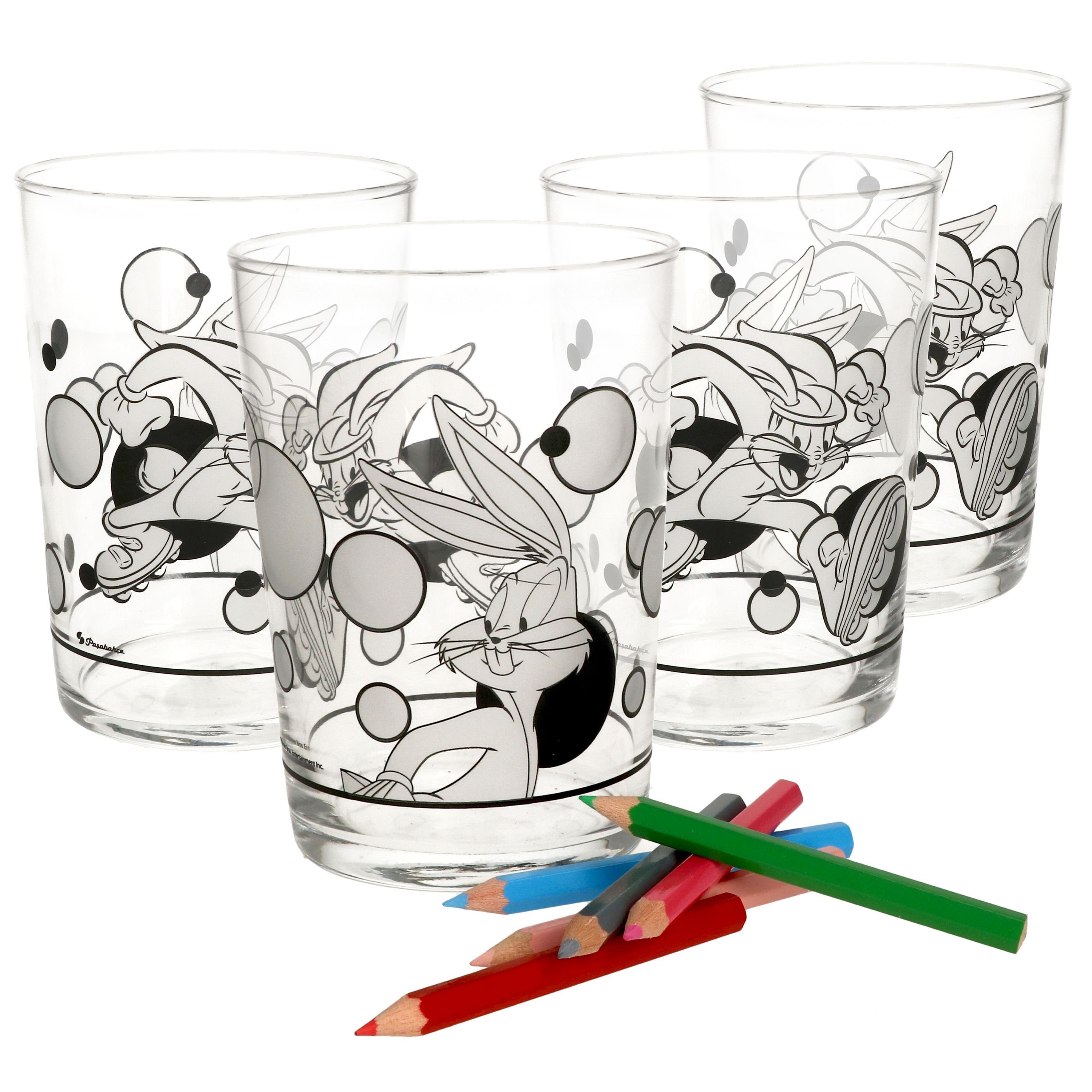 MamboCat Glas 4er Set Bugs Glas Bunny Glas zum Anmalen - 0168440, 350ml