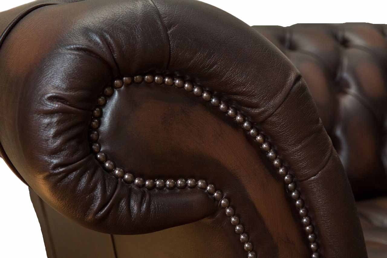 JVmoebel Chesterfield-Sofa Ledersofa 4 Sitzer Luxus Klassische Chesterfield 100% Leder Sofort, 1 Teile, Made in Europa