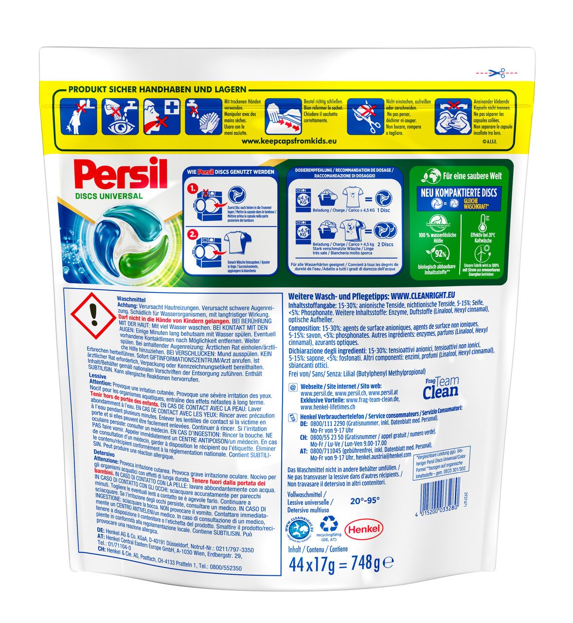 Persil Universal 4-in-1 Discs 44 WL Vollwaschmittel (44-St. Kapseln mit Tiefenrein Technologie)