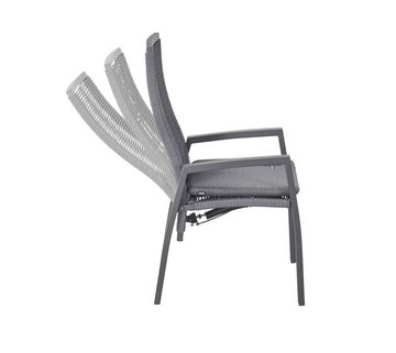 LC Garden Gartenstuhl Diwo anthrazit/grau Aluminium/Rope mit Sitzkissen aus Sunbrella® Stoff (Set, 4 St), Positionsstuhl, Rope-Bespannung, stufenlos verstellbar, inkl. Sitzkissen